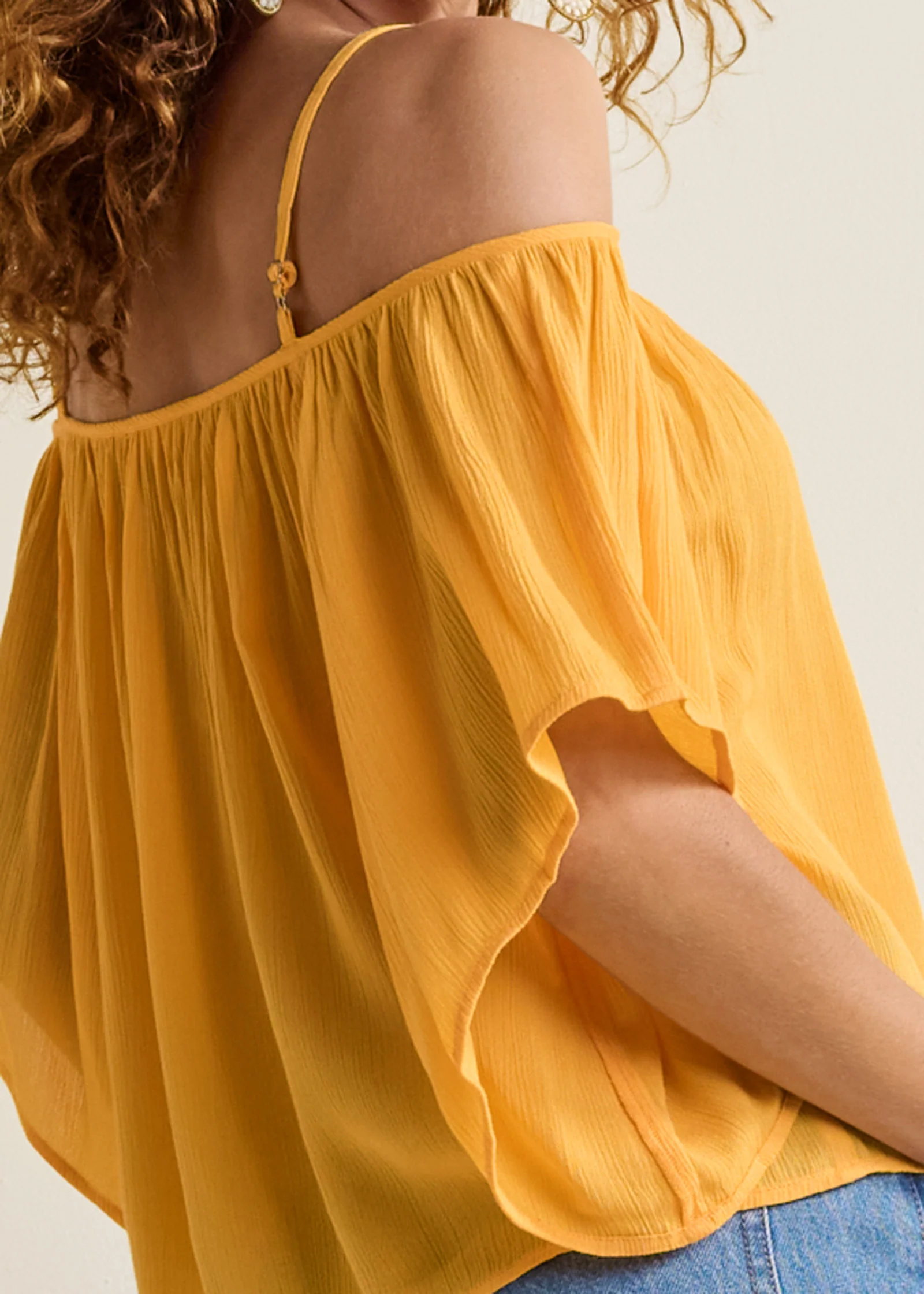 Cold shoulder top  - Yellow