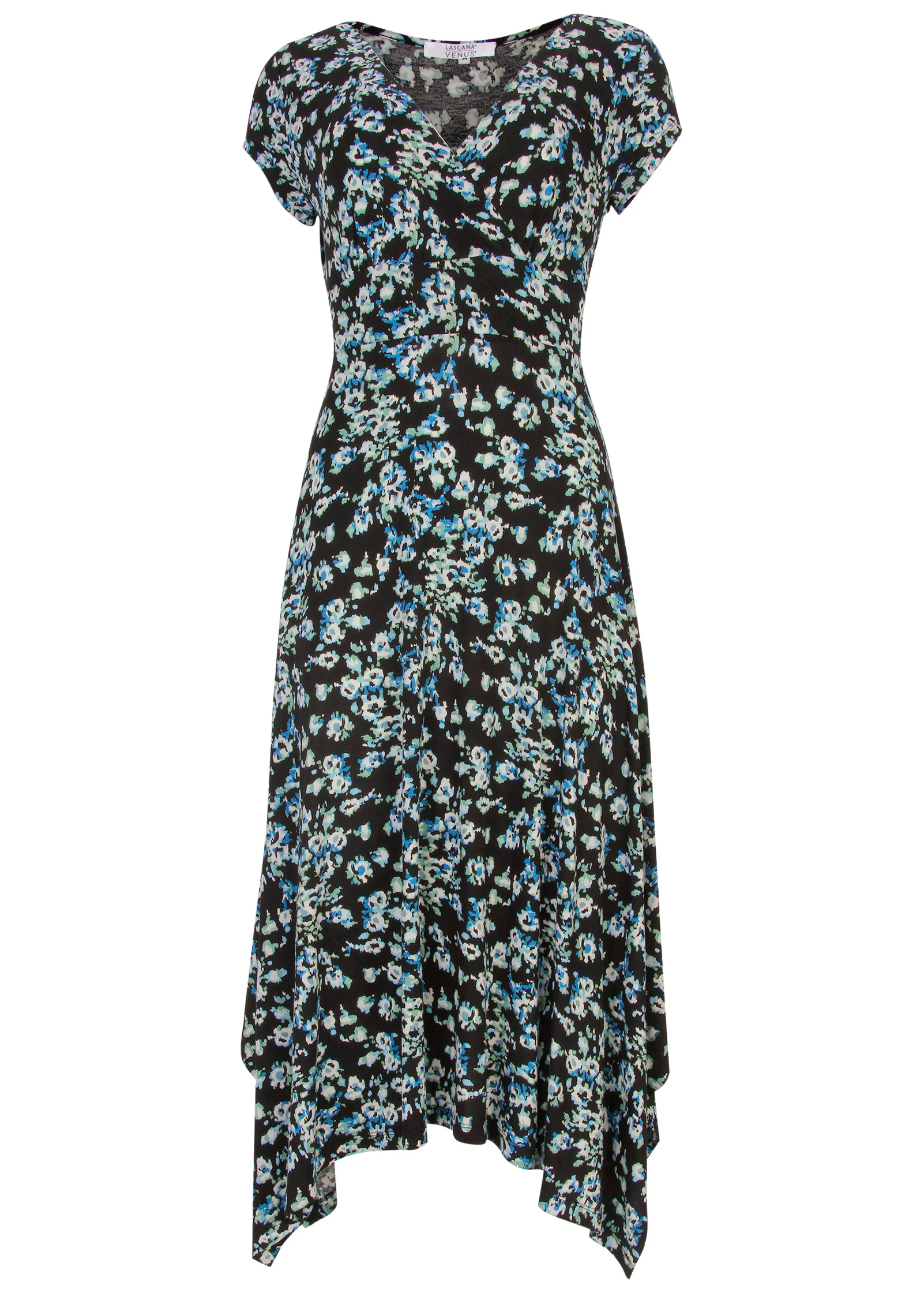 Floral Printed Dress - Black & Blue