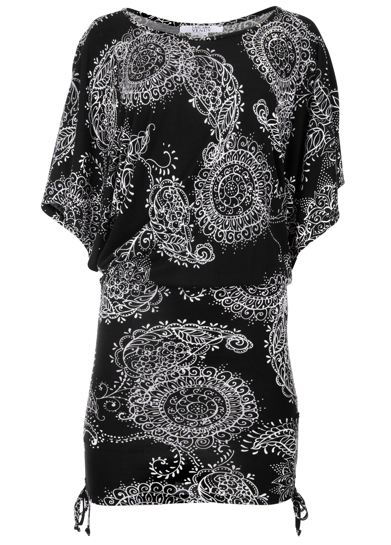 Banded convertible dress - Black & White