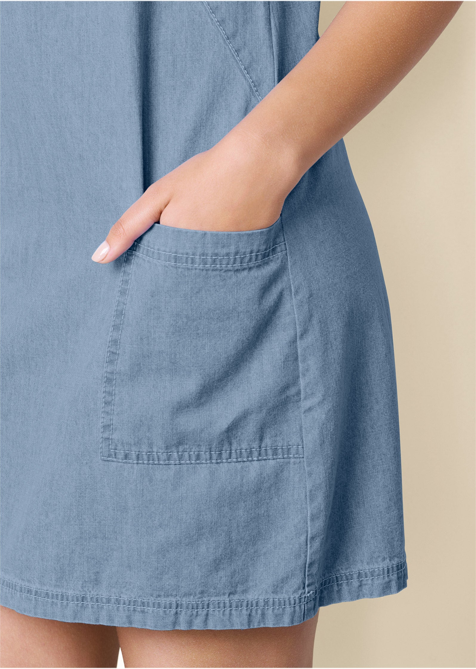 Chambray mini dress - Light Wash