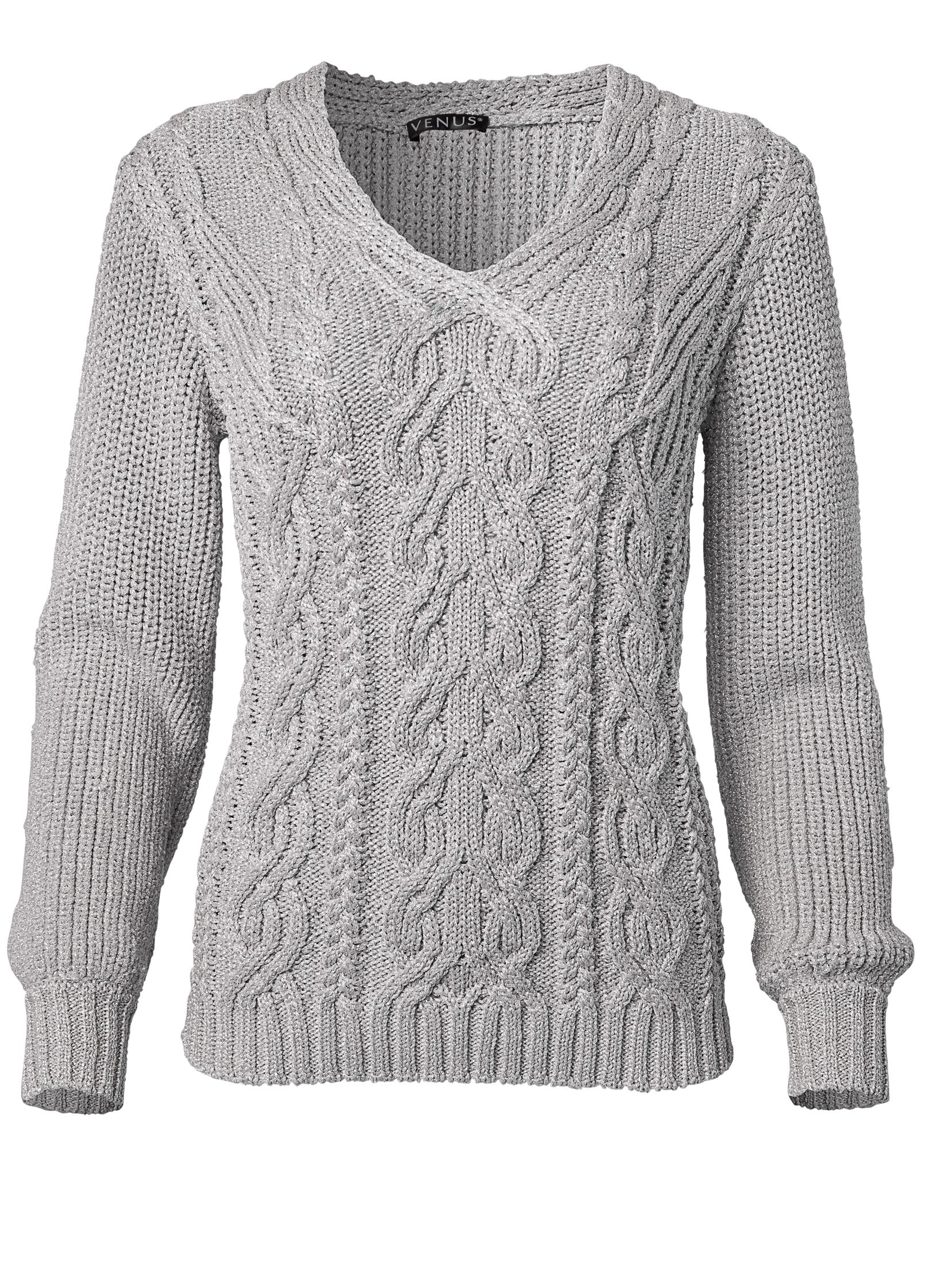 Lurex cable knit sweater - silver