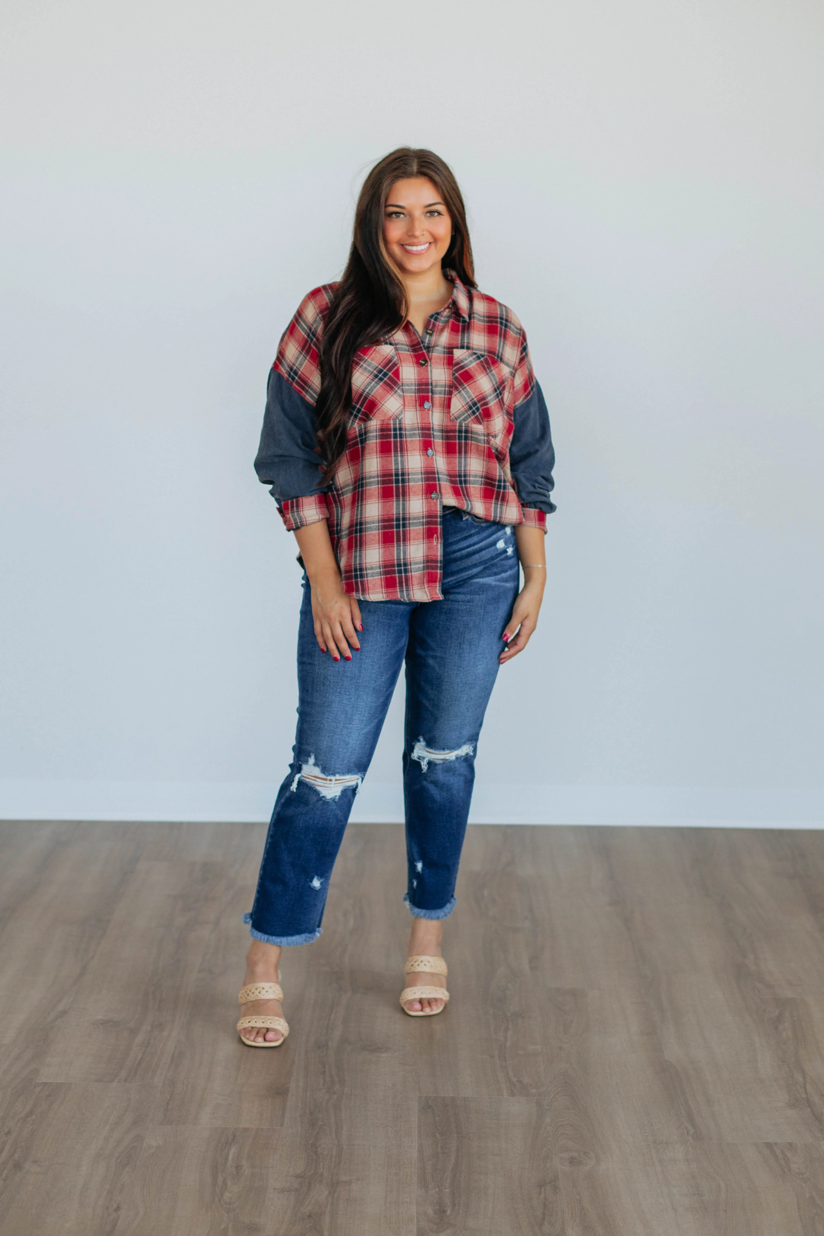 Tanner Flannel Top - Red Mix