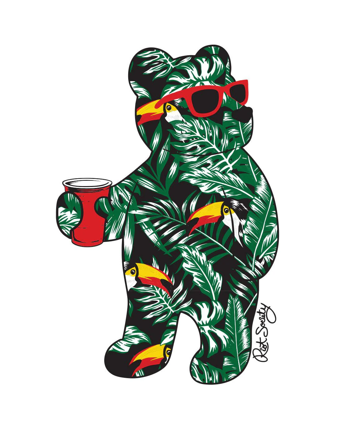 Tropical Toucan Bear Mens T-Shirt