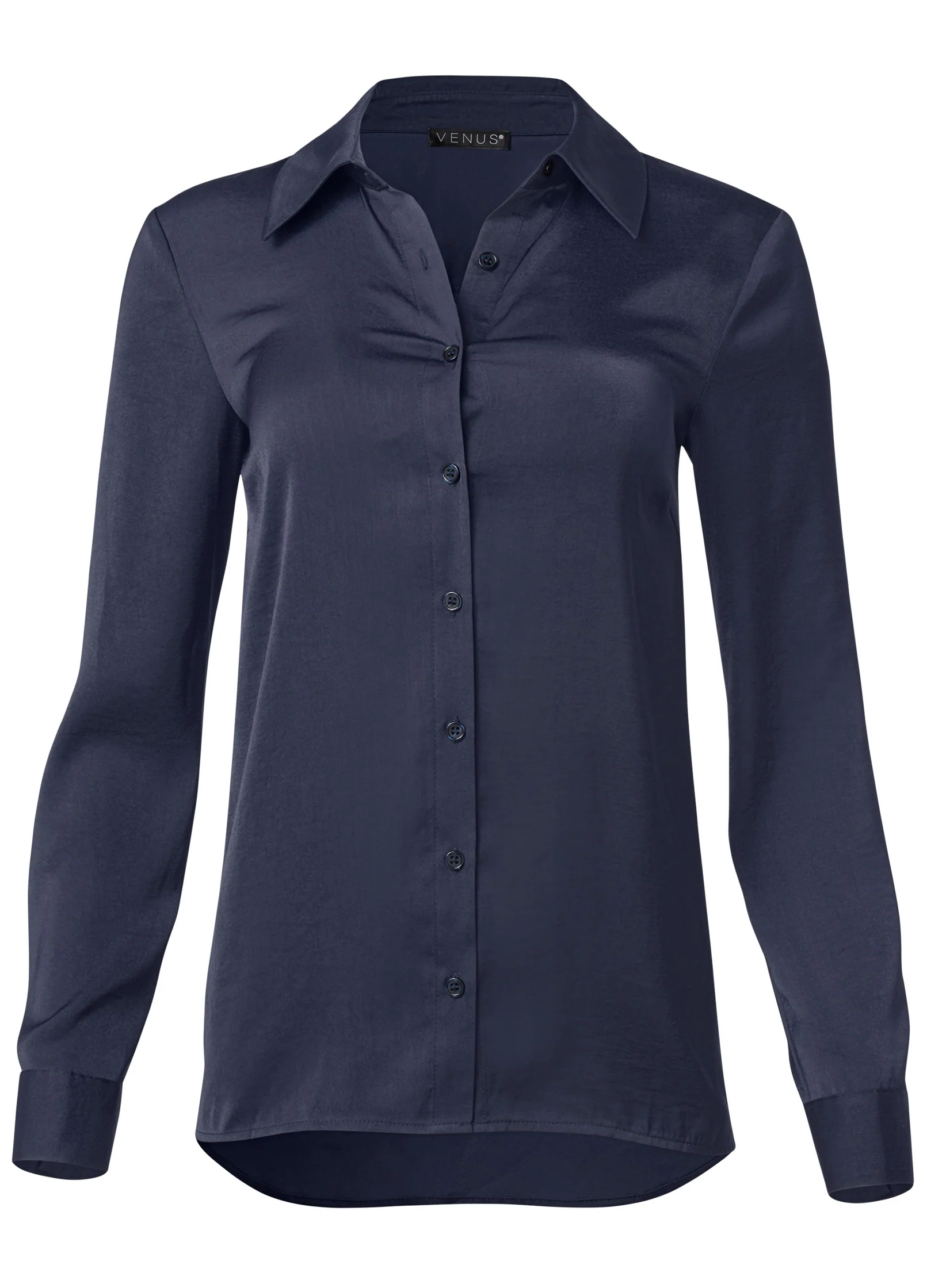 Soft button-down blouse - Navy