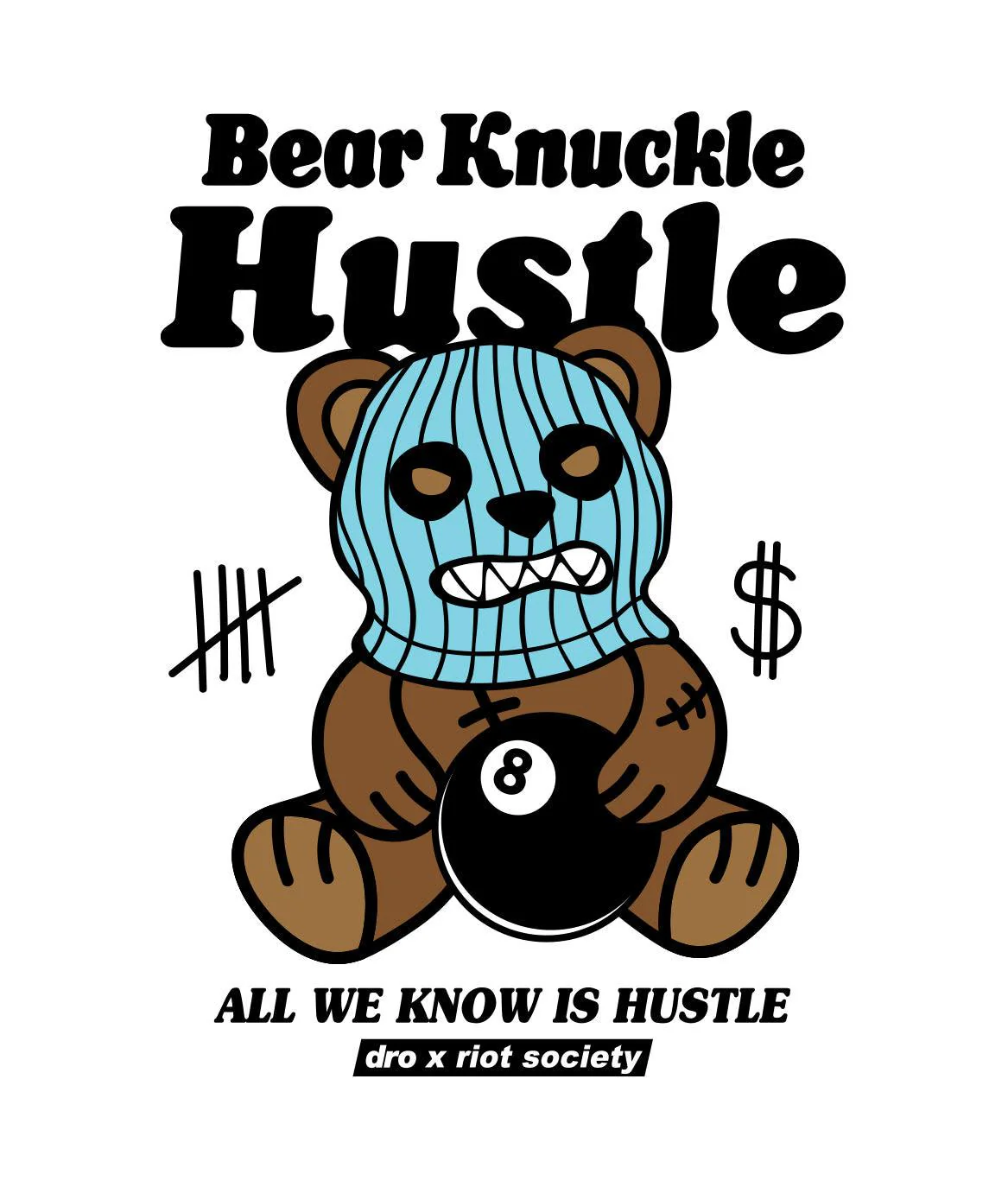 Dro x Riot Society Bear Knuckle Hustle Mens T-Shirt