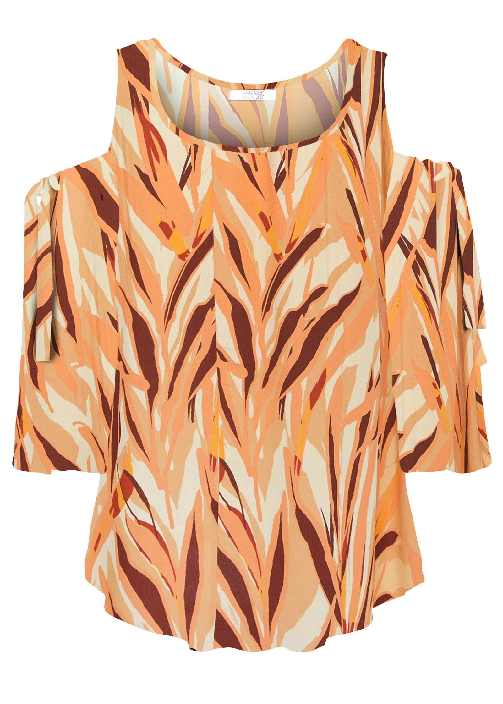 Printed cold-shoulder top - Cream Multi