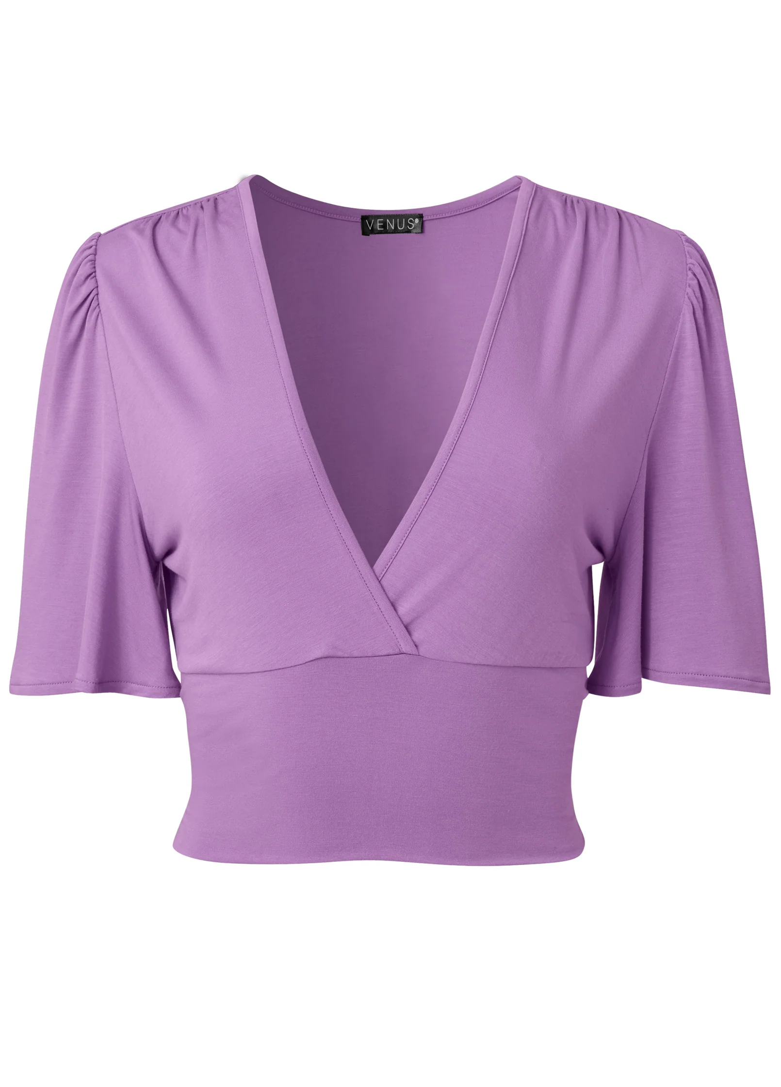 Flutter sleeve crop top - Orchid