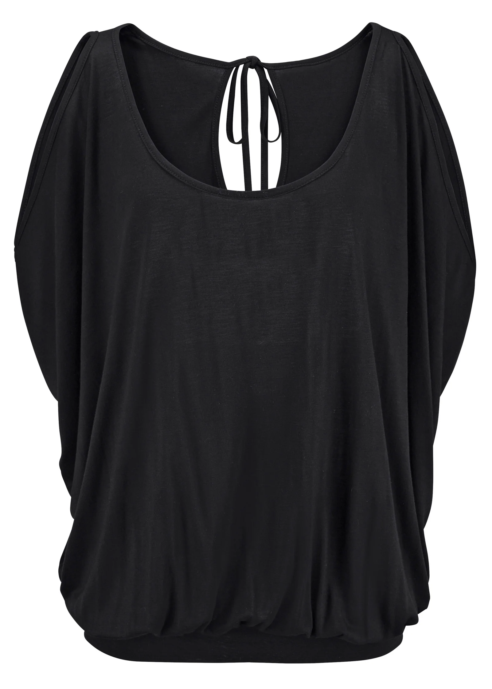 Banded scoop neck top - Black