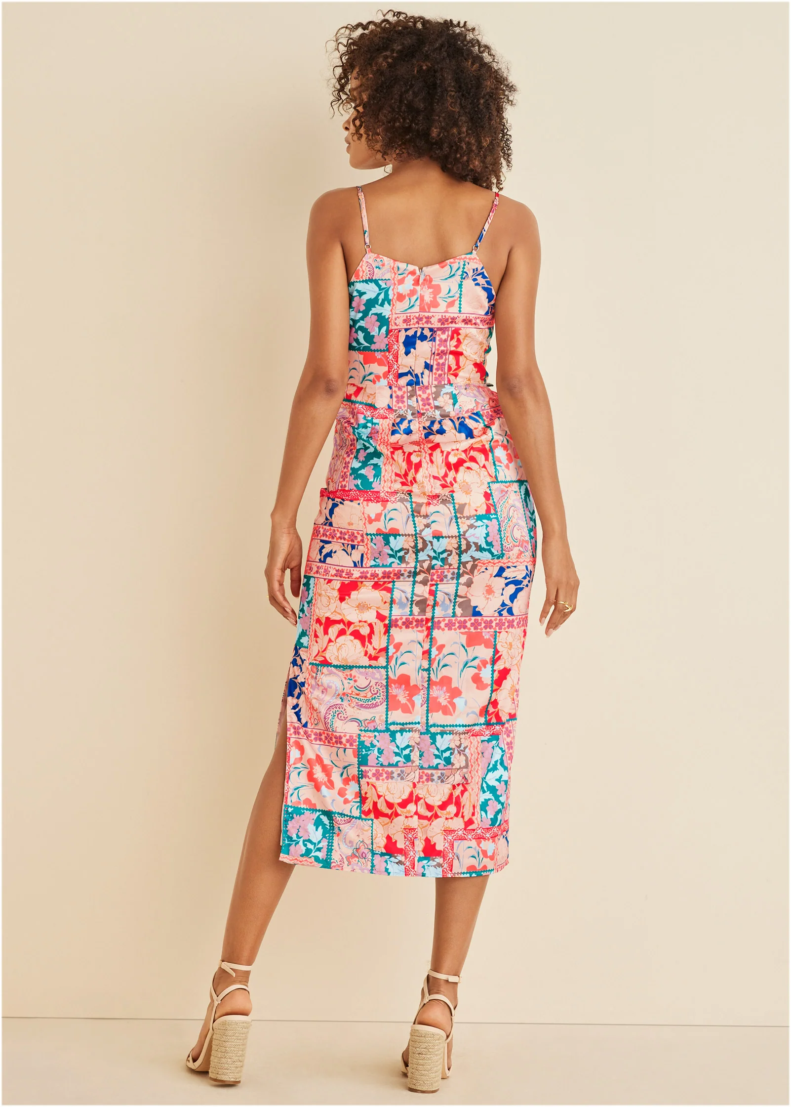 Cowl neck slip dress - Venetian Patchwork