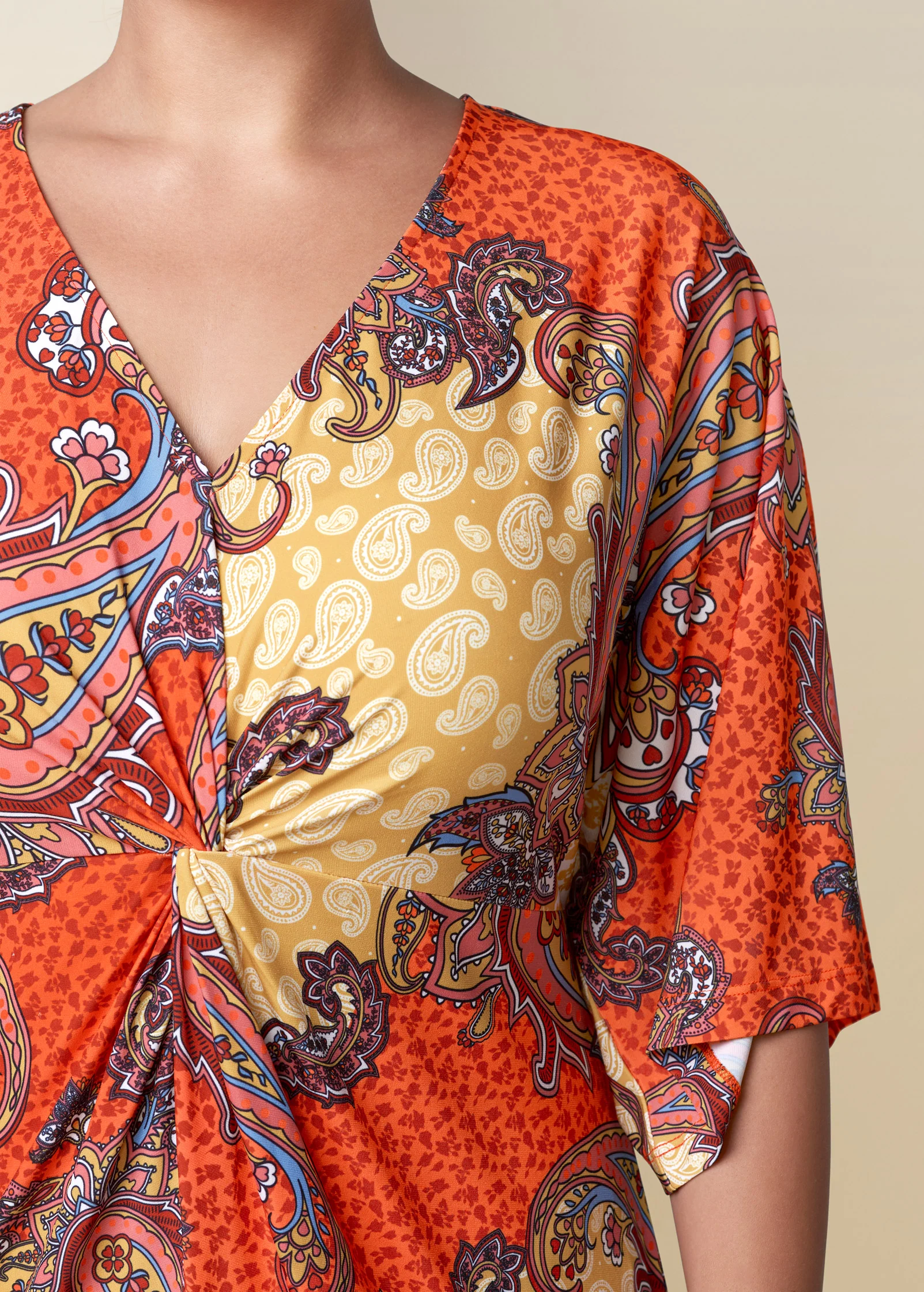 Twist front maxi dress - Orange Multi