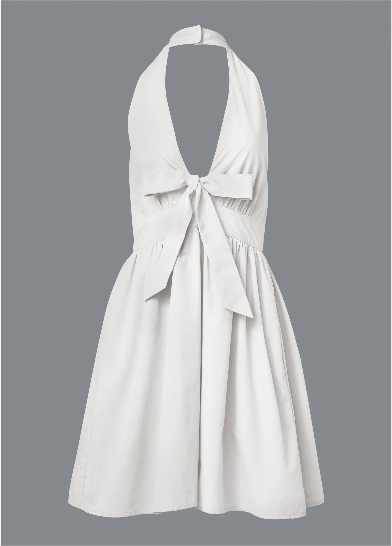 Tie-front halter mini dress - White