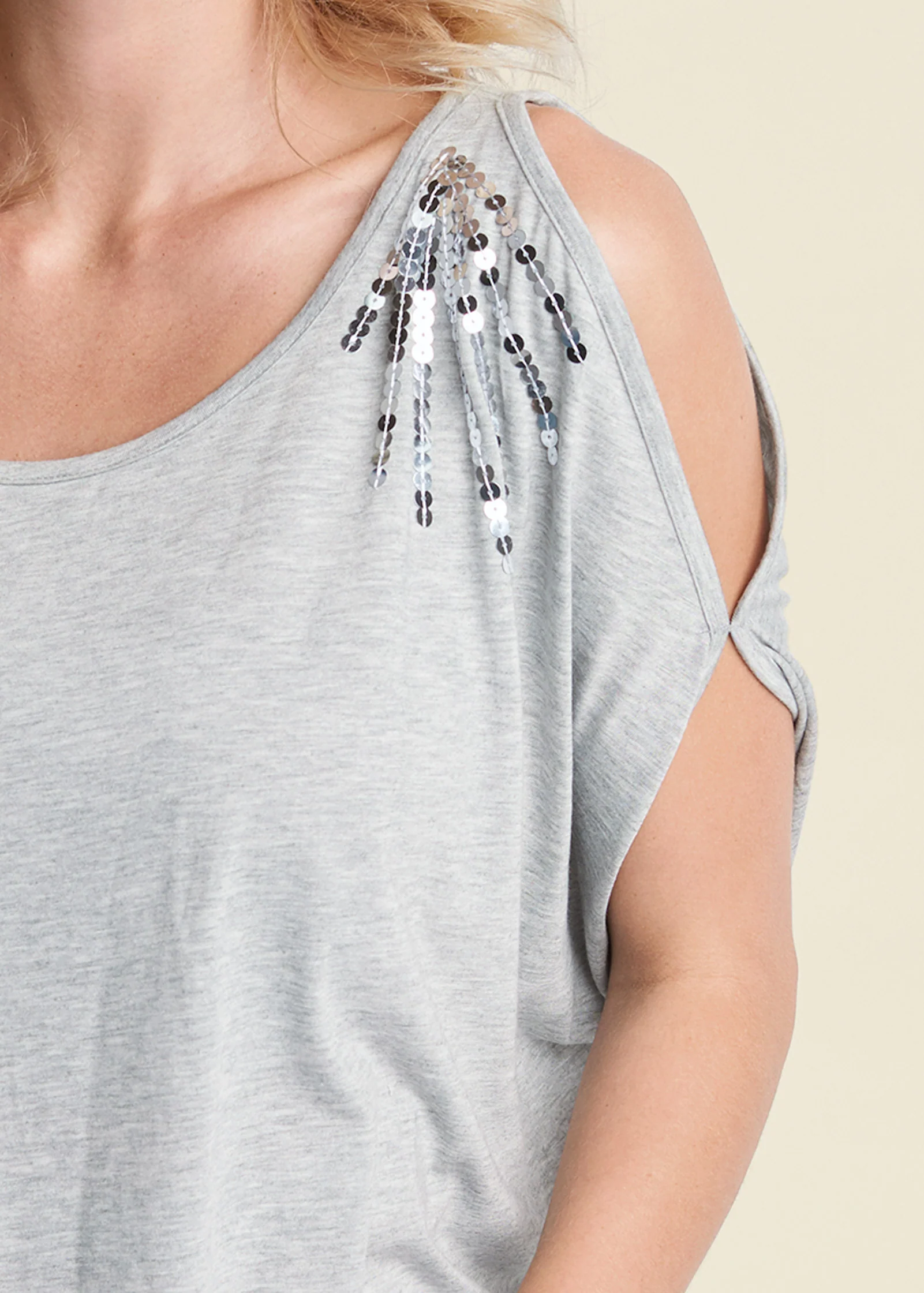 Cold-shoulder sequin top - Grey