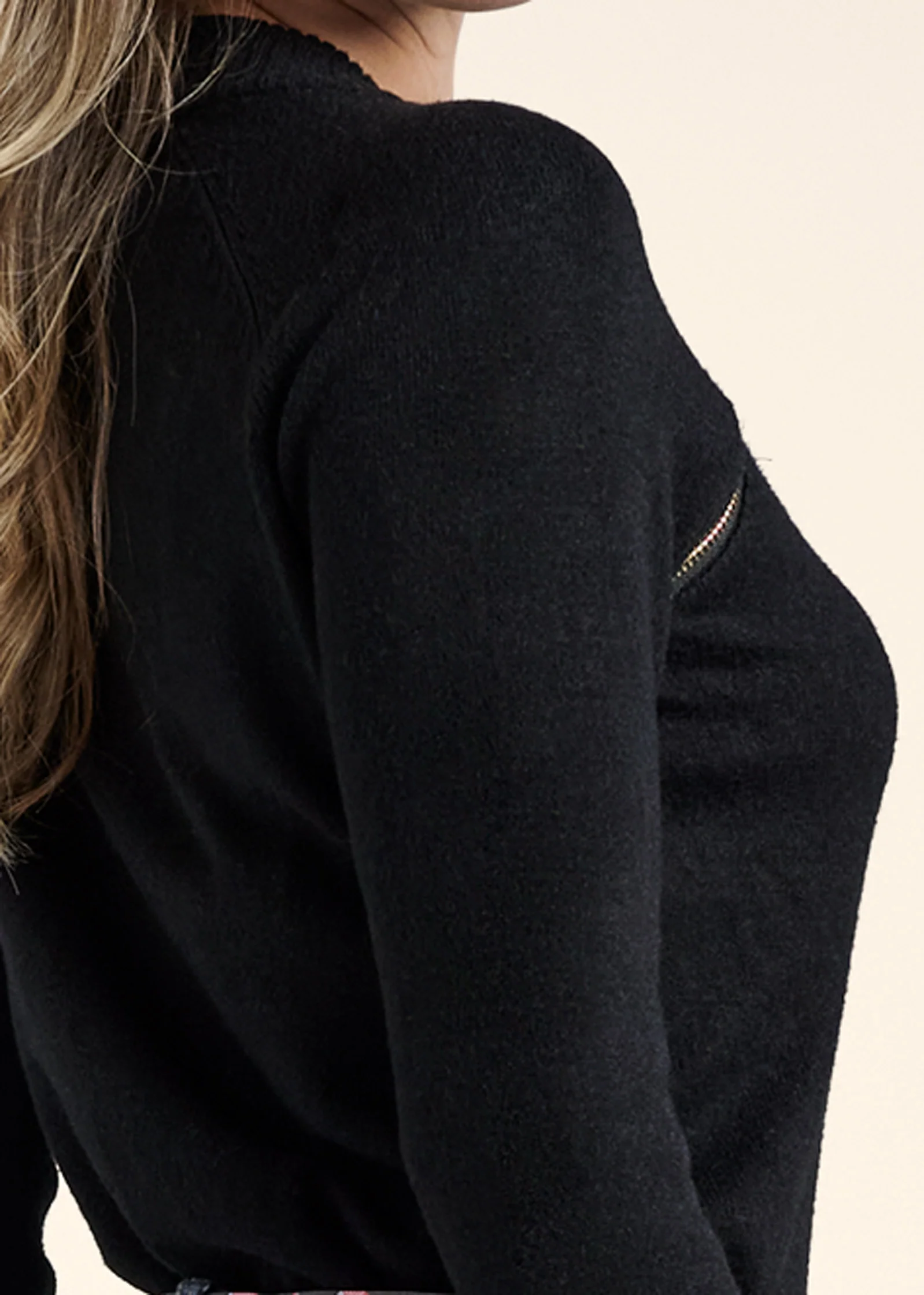 Zipper neck sweater  - Black