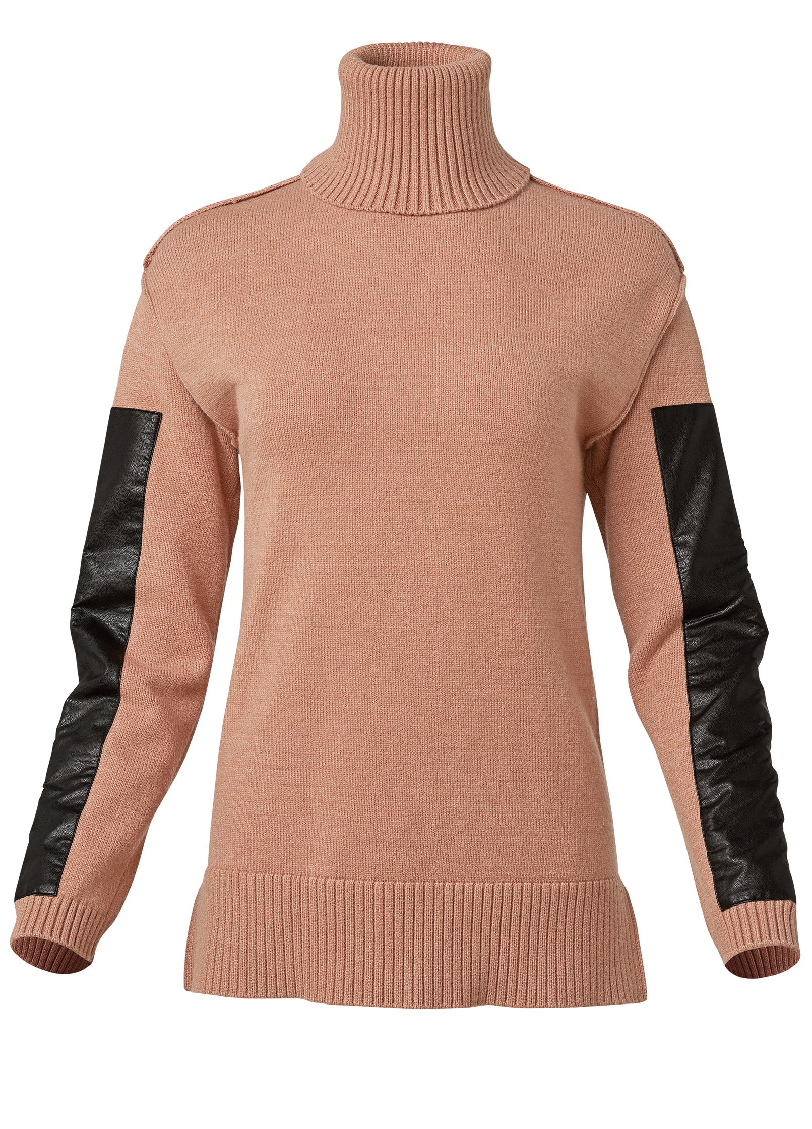 Two-tone turtleneck sweater - Tan Multi