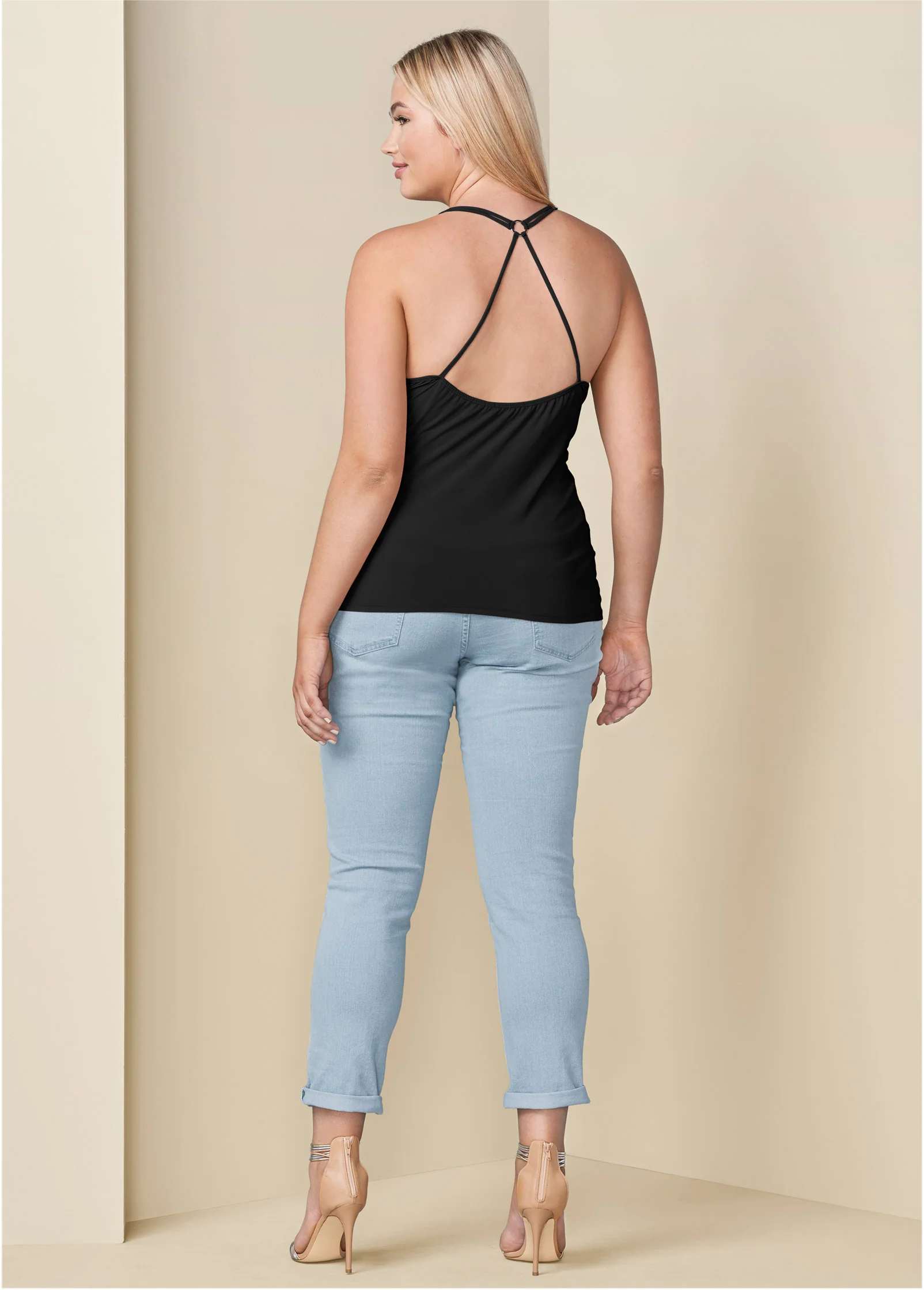 Strappy detail top - Black