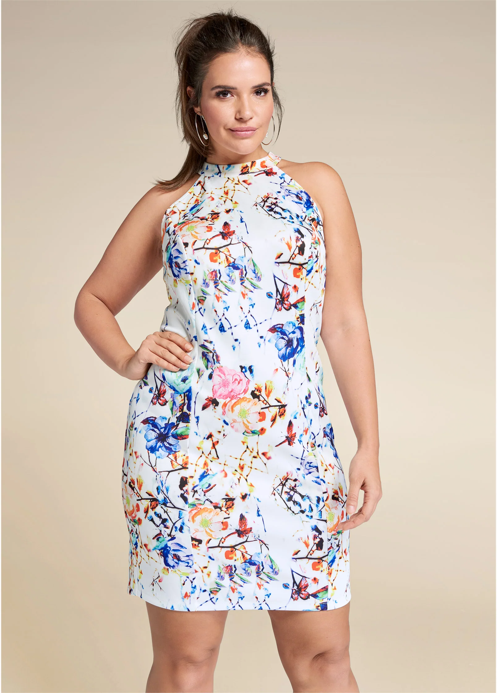 Floral bodycon dress - White Multi