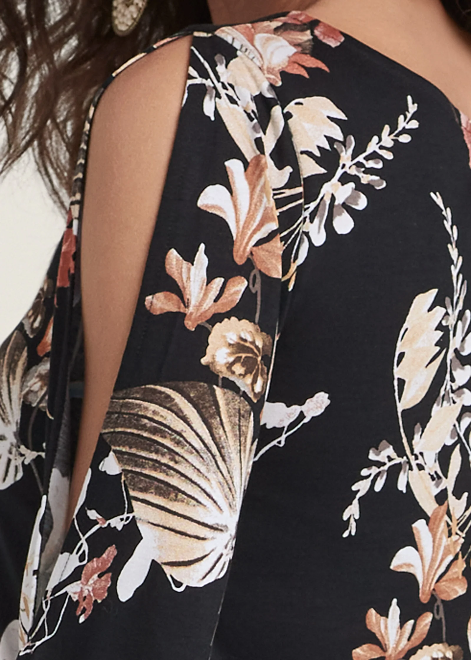 Sleeve detail dress - Black & Brown