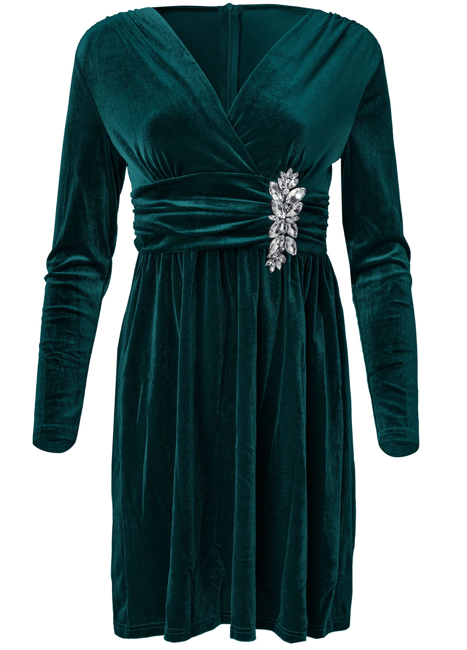 Embellished velvet dress - Green