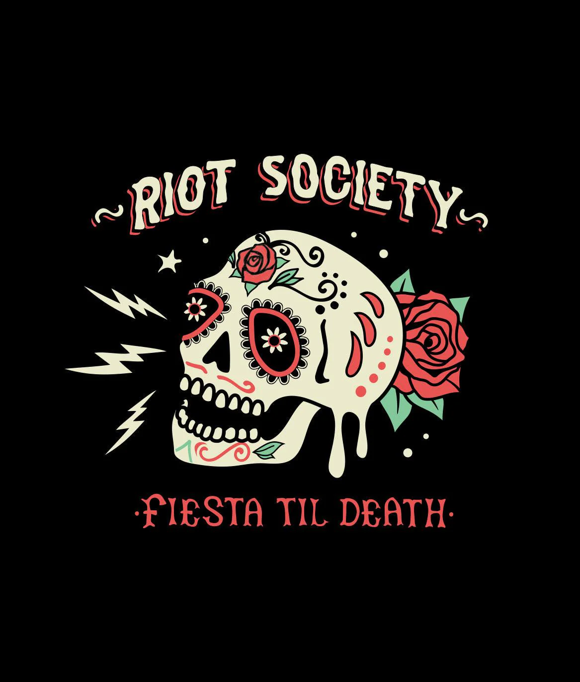 Fiesta Til Death Skull Mens T-Shirt