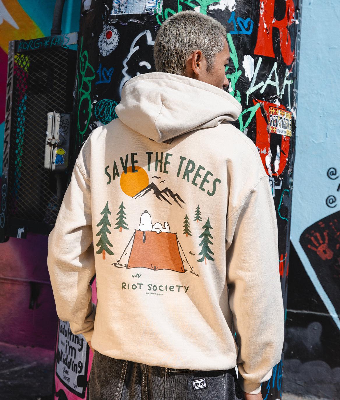 Peanuts Snoopy Save the Trees Mens Hoodie