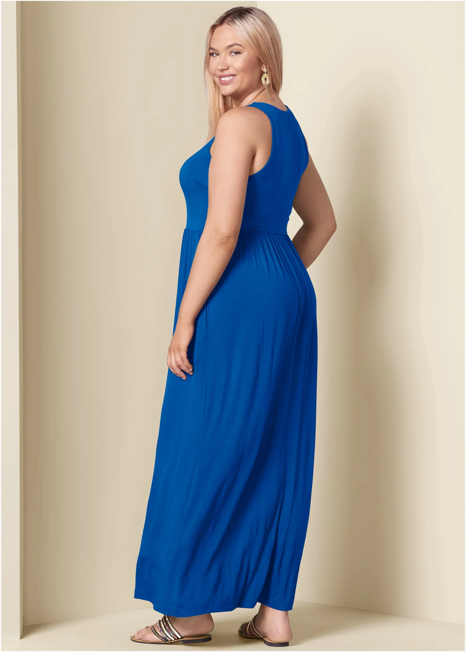 Maxi dress with pockets - Blue