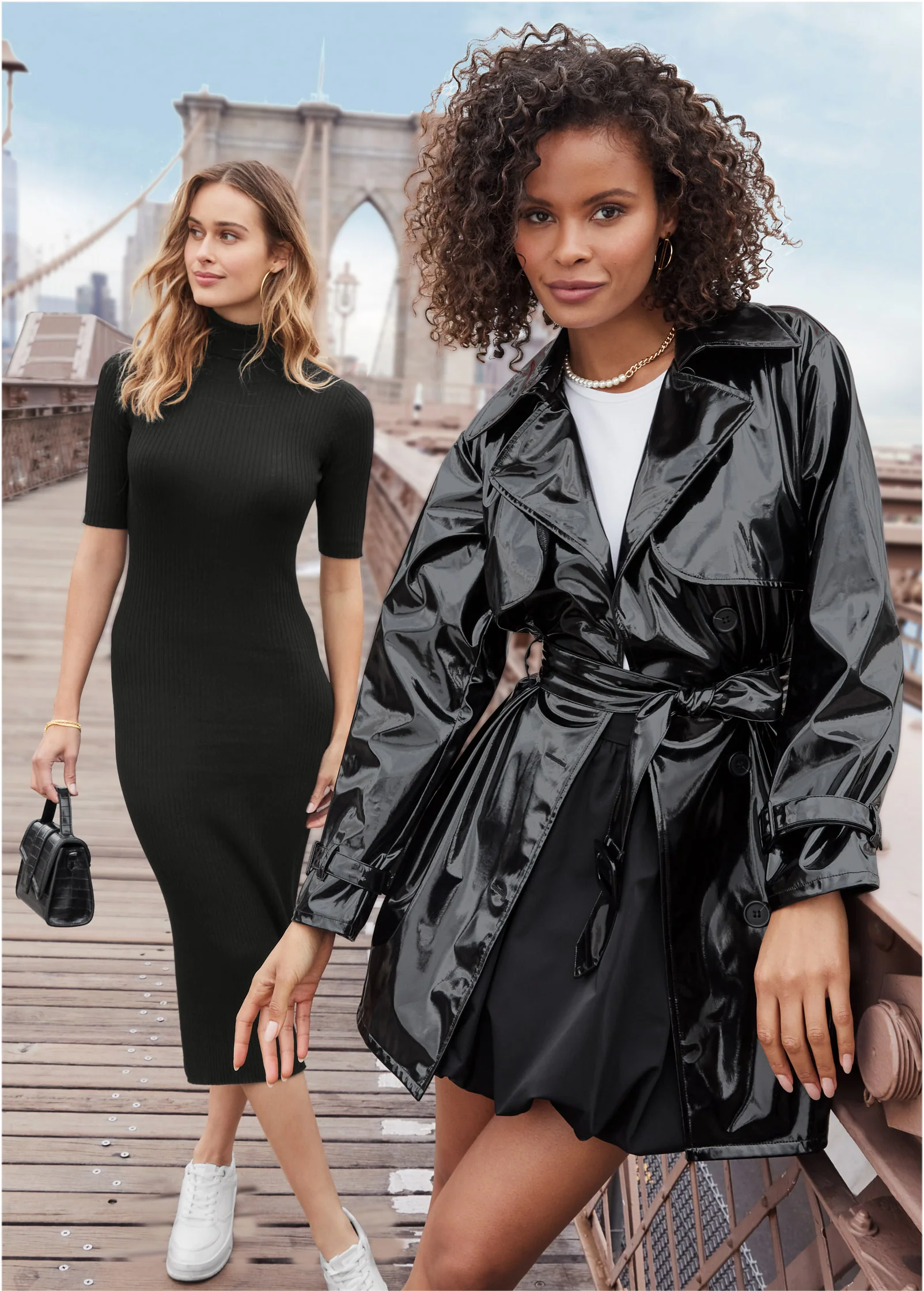 Ribbed turtleneck dress - Black