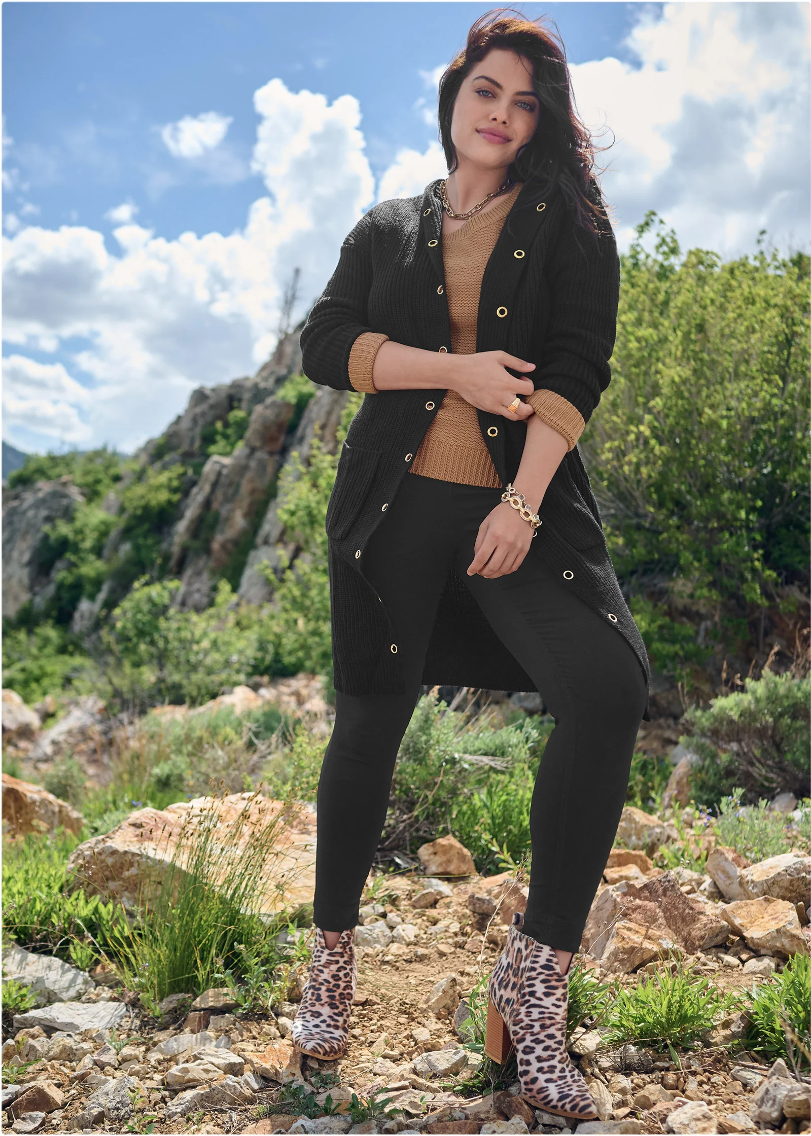 Grommet detail duster - Black