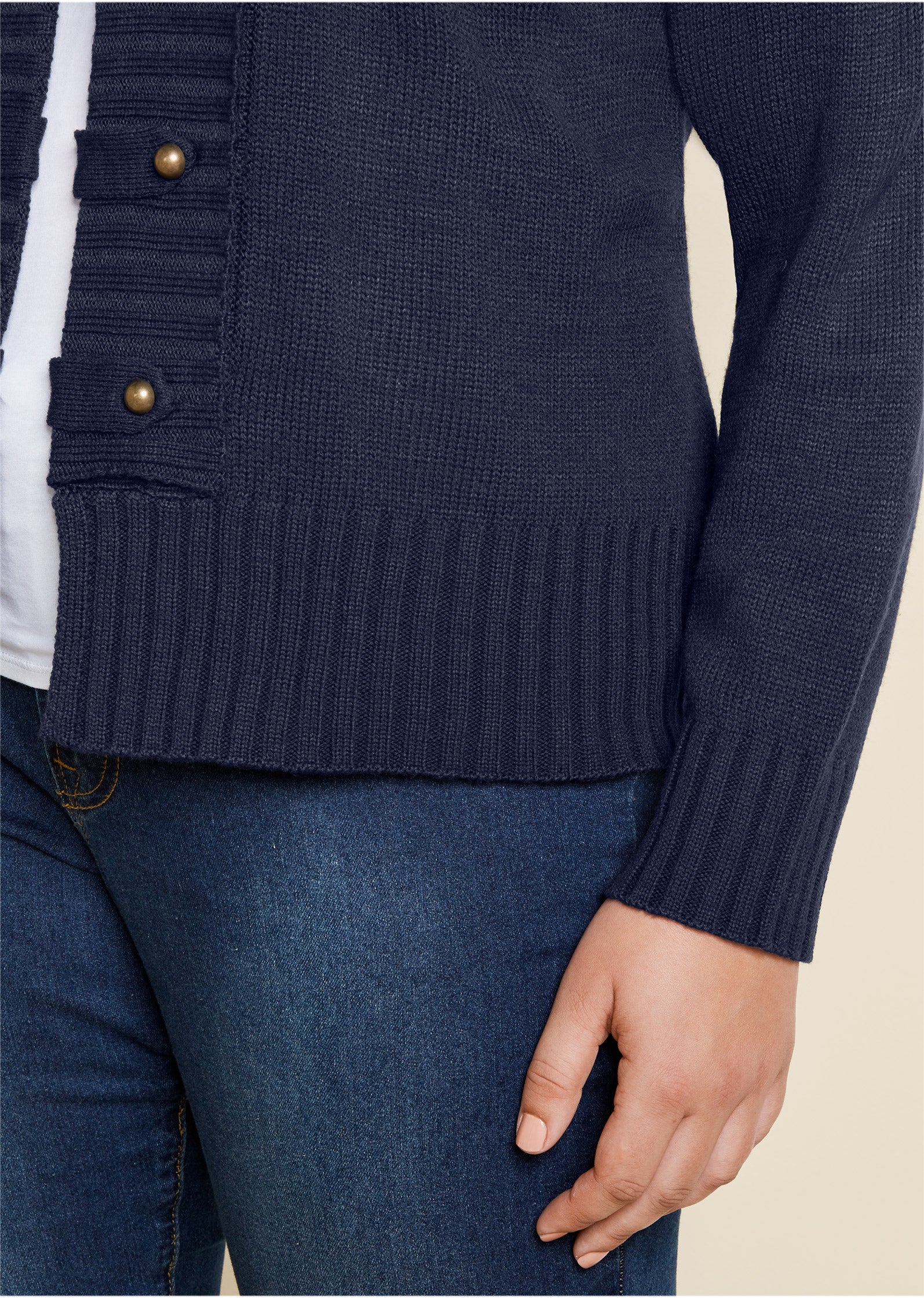 Tab button detail cardigan - Navy