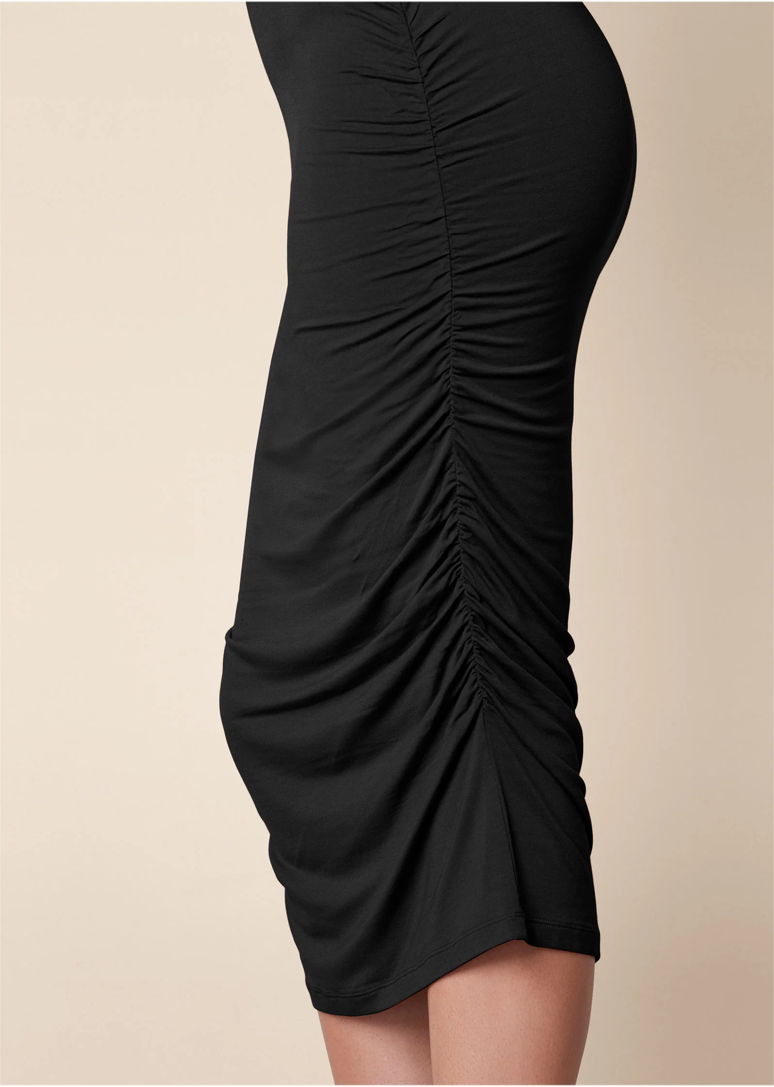 Long sleeve ruched dress - Black
