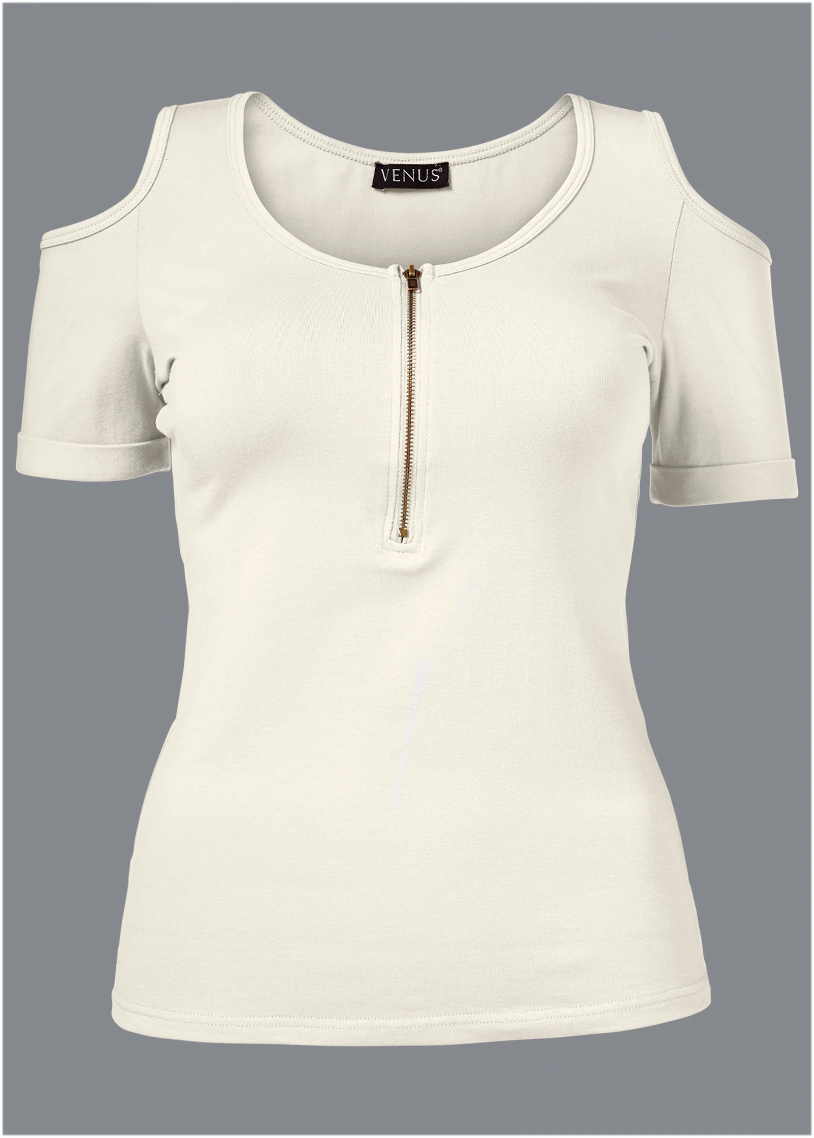 Cold-shoulder zipper top - Off White