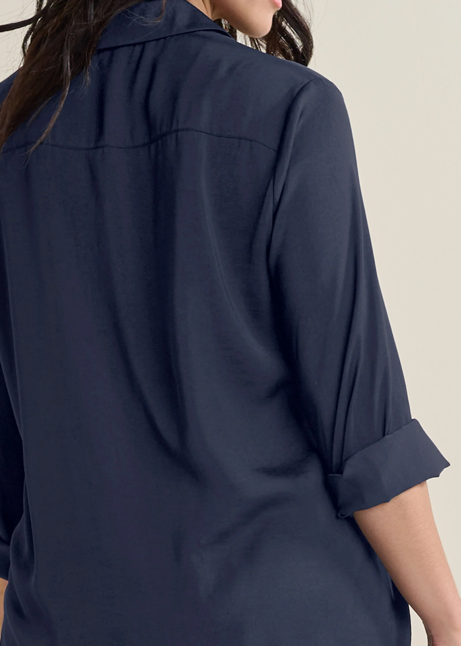 Soft button-down blouse - Navy