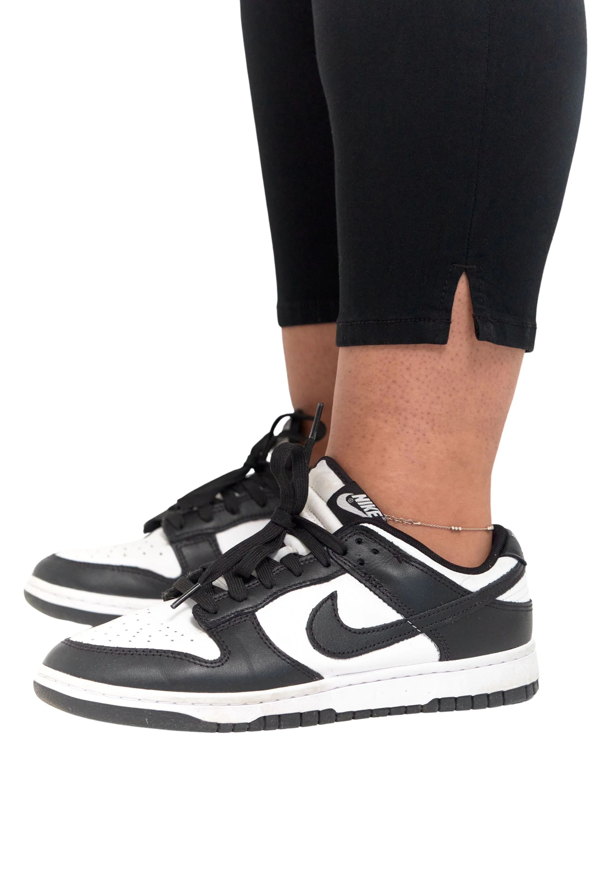 Plus Silk Capri with Side Slit in Black