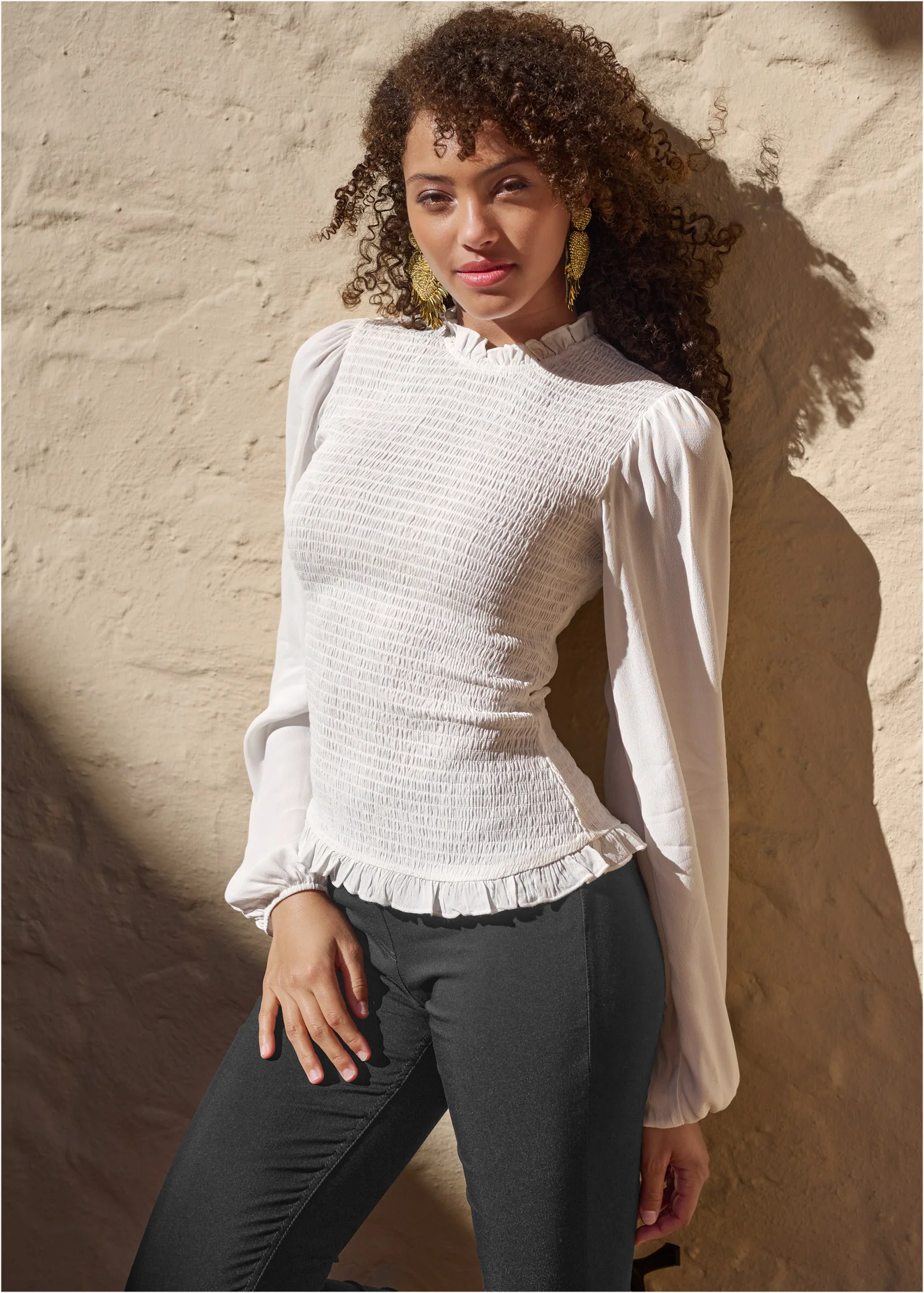 Balloon sleeve blouse - White