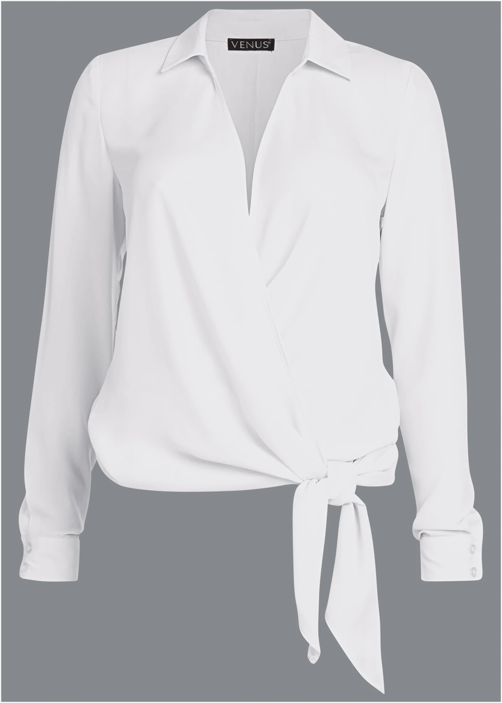 Surplice side tie blouse - White