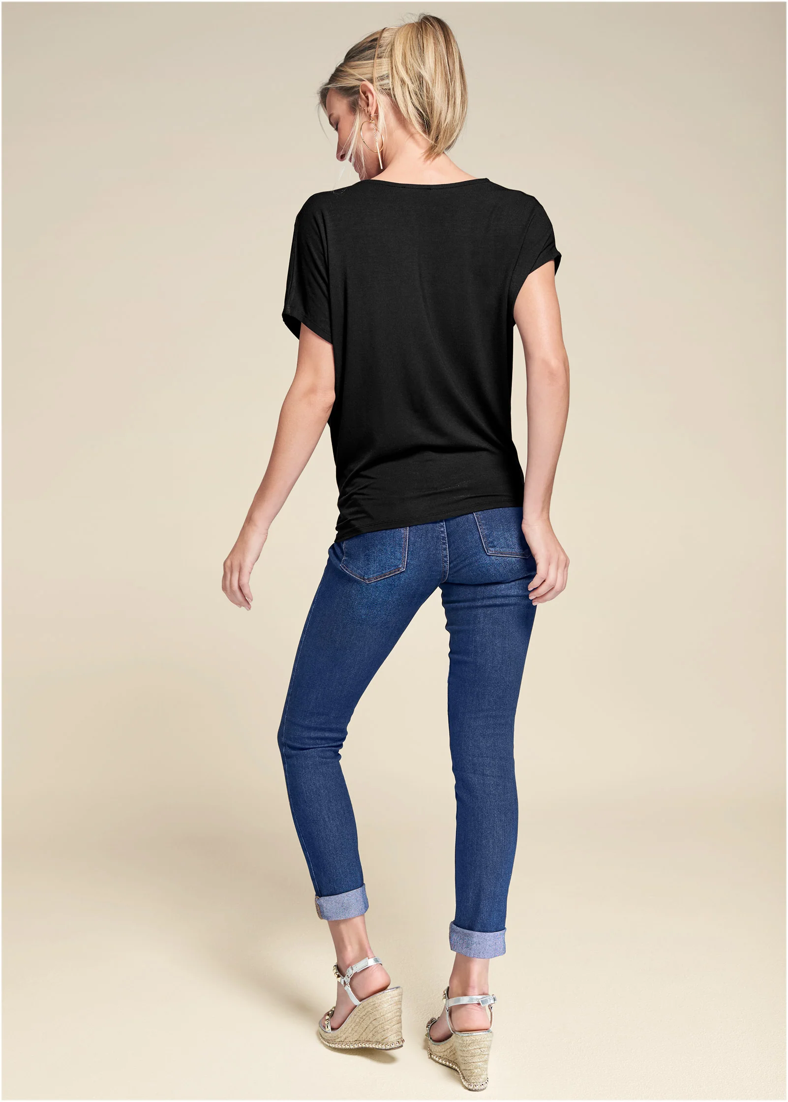 Basic flounce top - Black