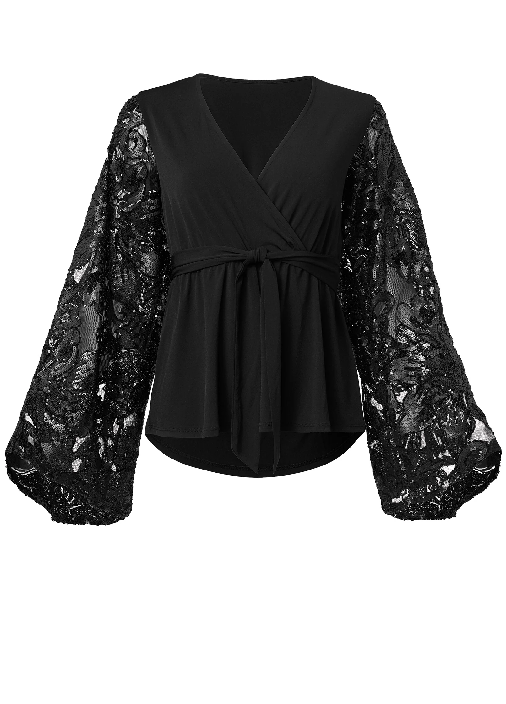 Embellished lace top - Black