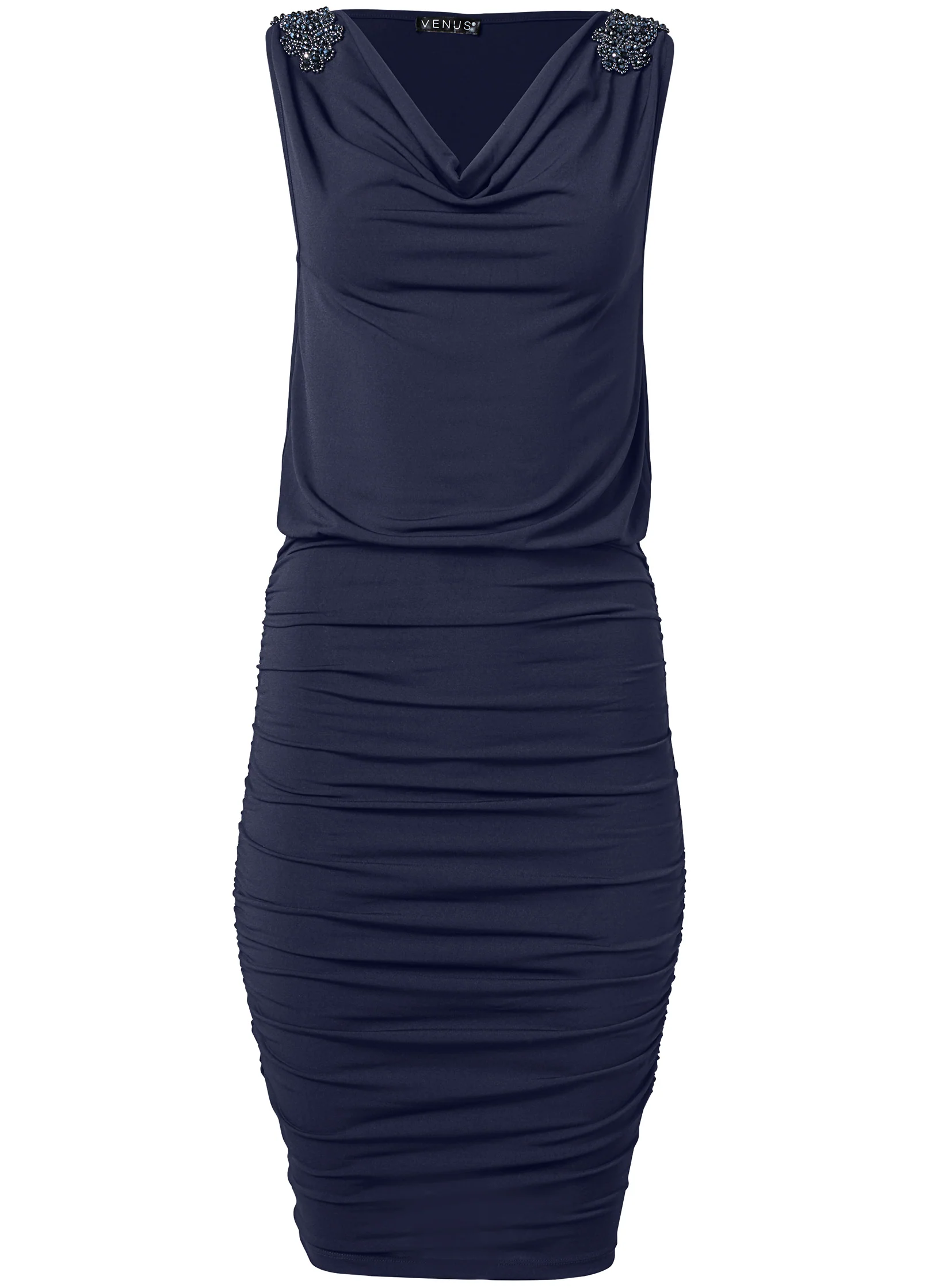 Embellished sleeve dress - Navy