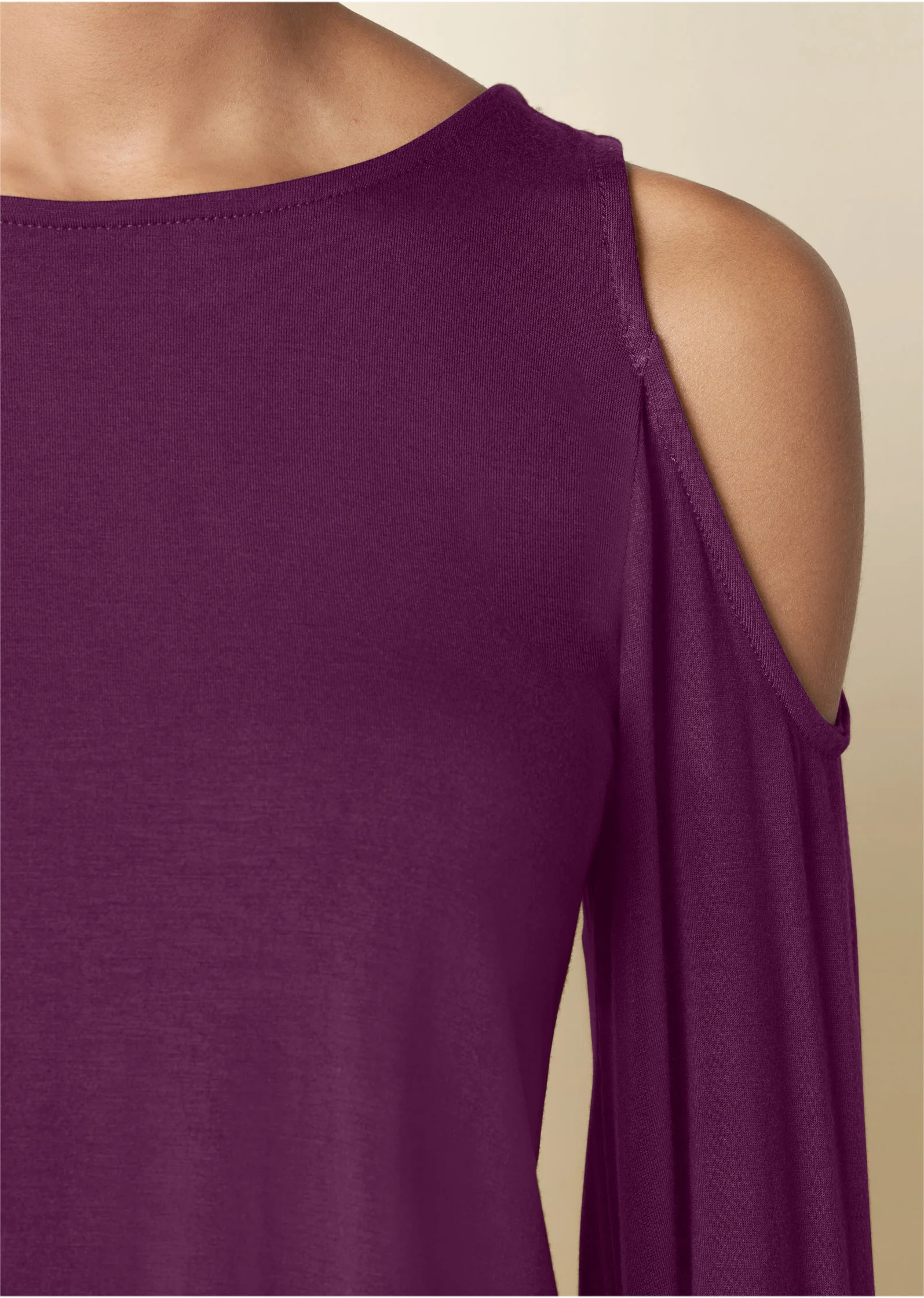 Cold-shoulder blouson top - Dark Purple