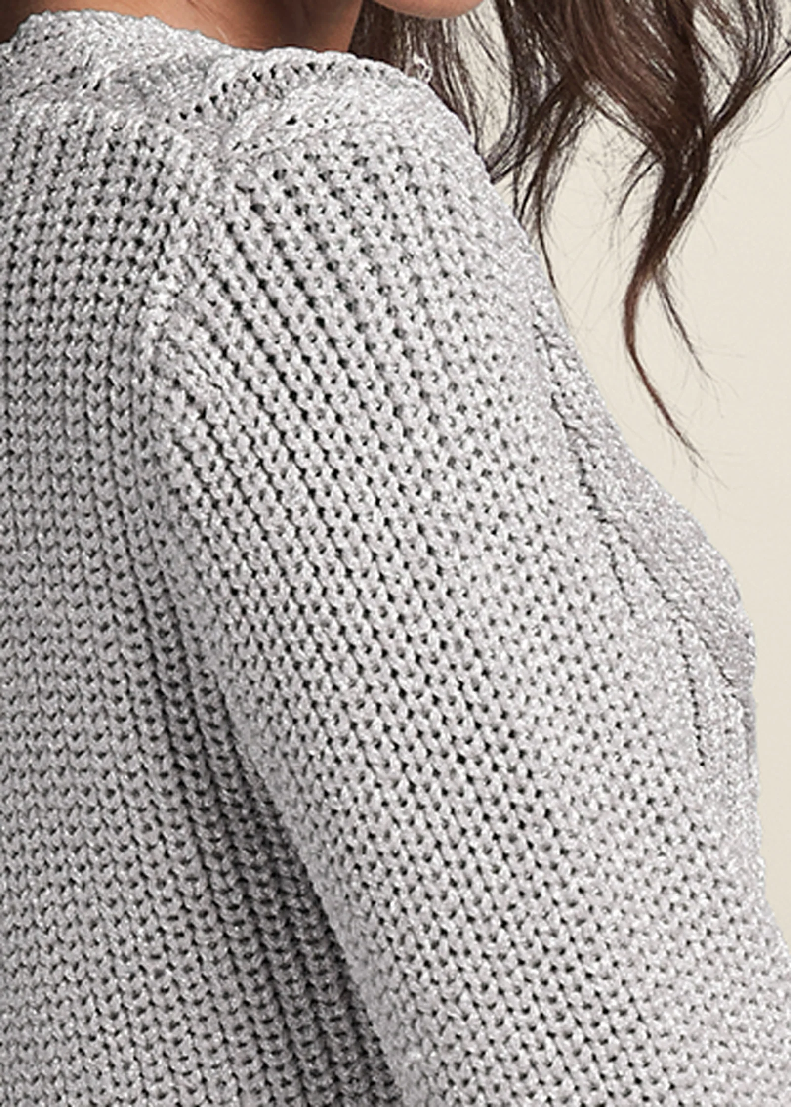Lurex cable knit sweater - silver