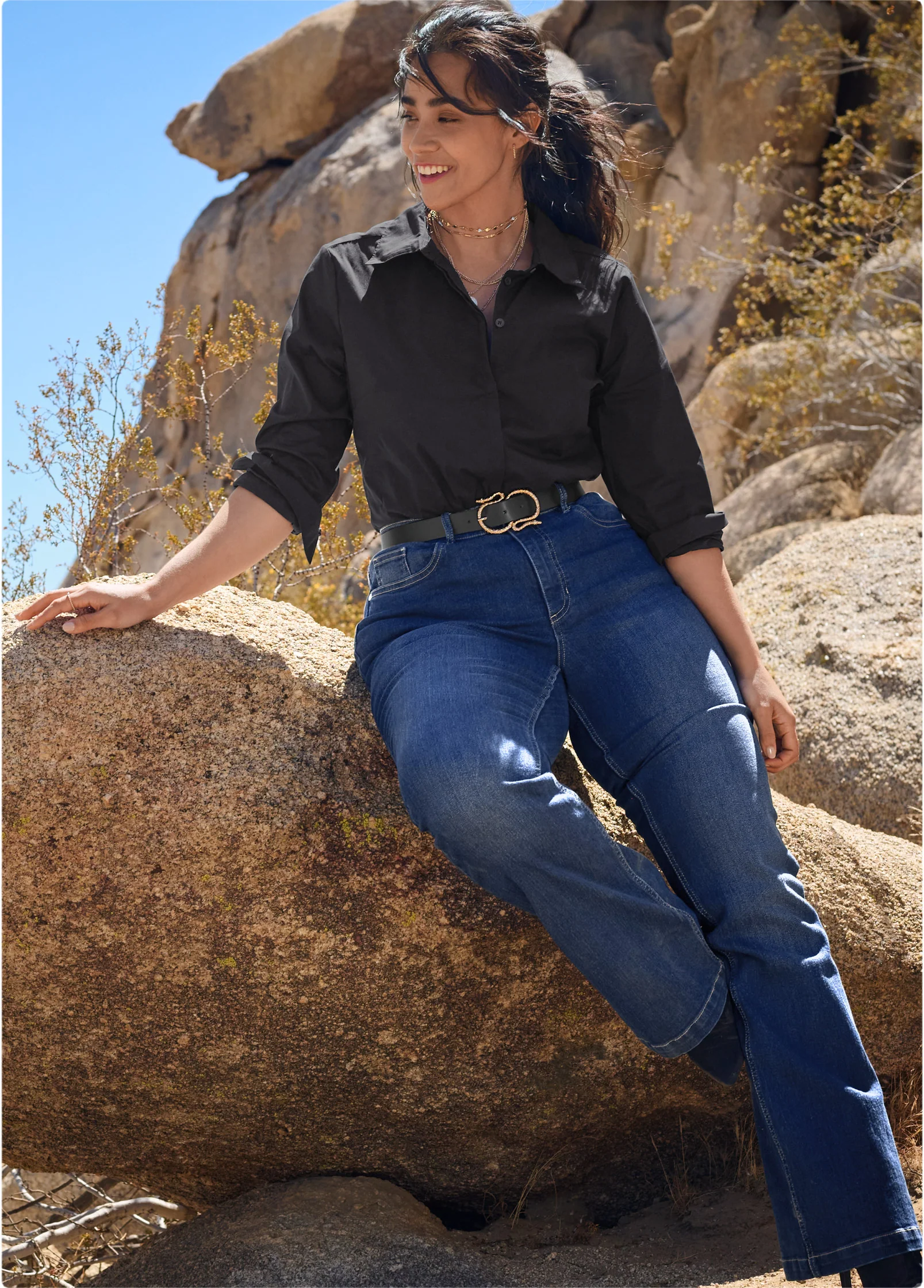 Tailored button-up bodysuit - Black