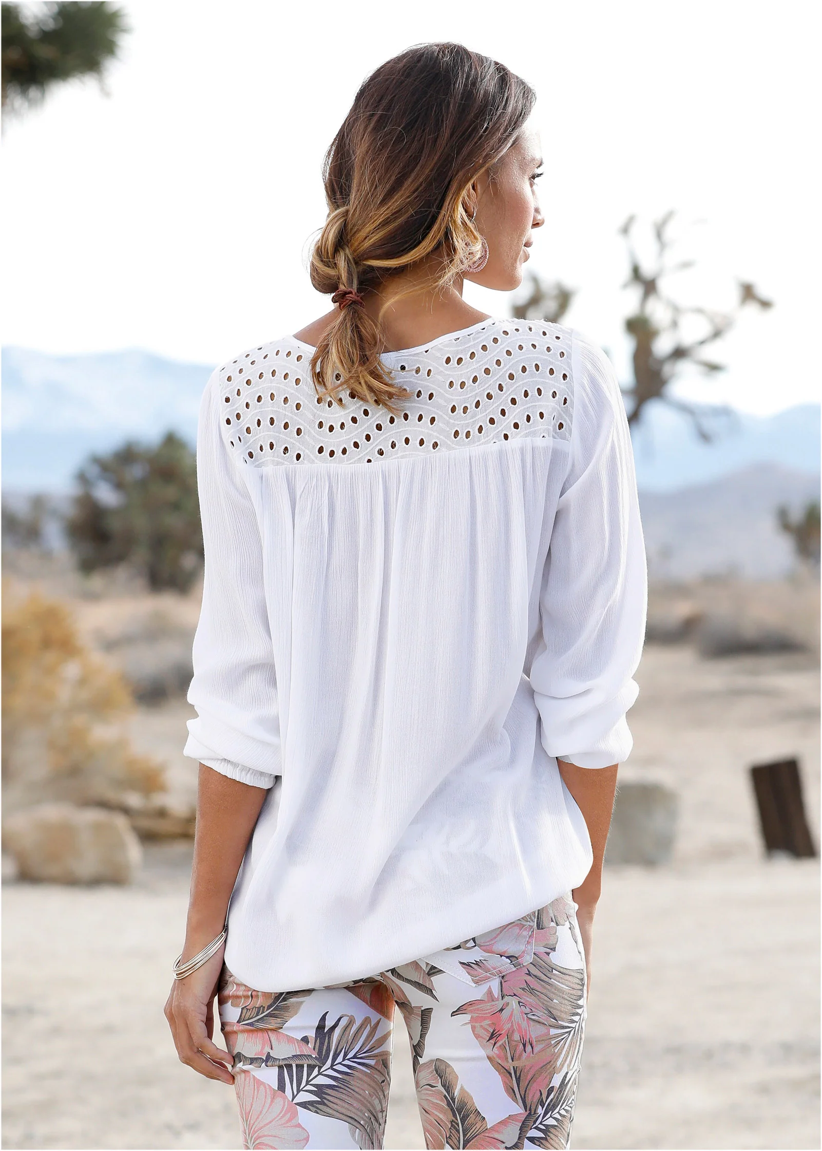 Oversize tie-front blouse - White