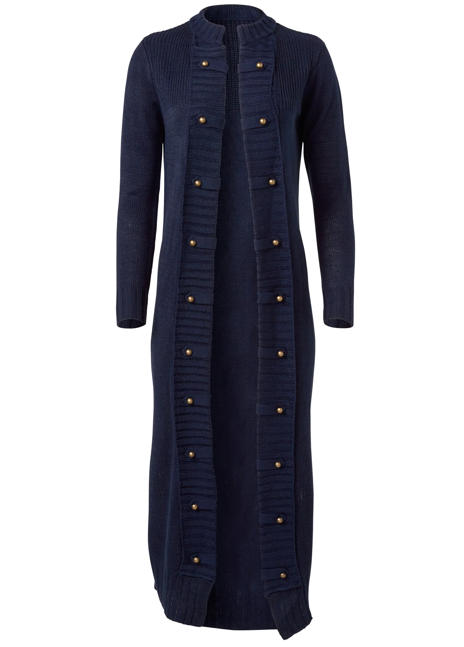 Tab button detail duster - Navy