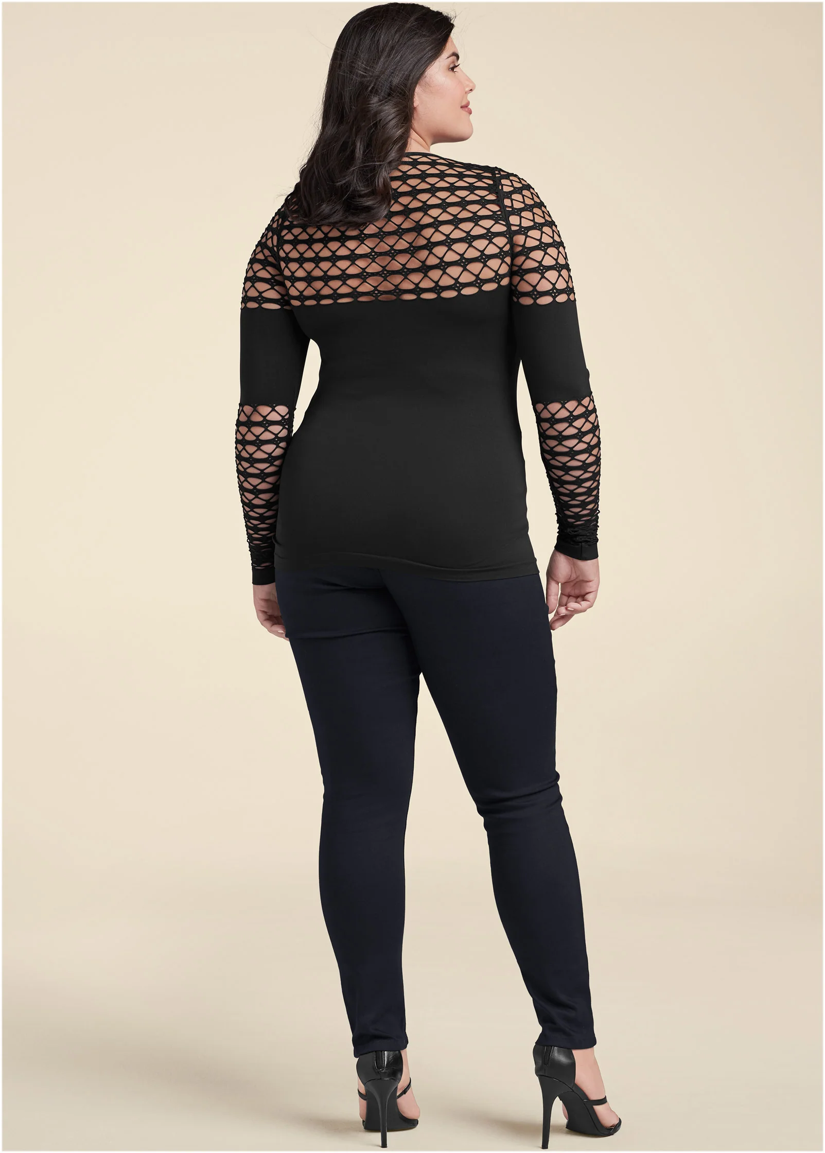 Seamless fitted cutout top - Black