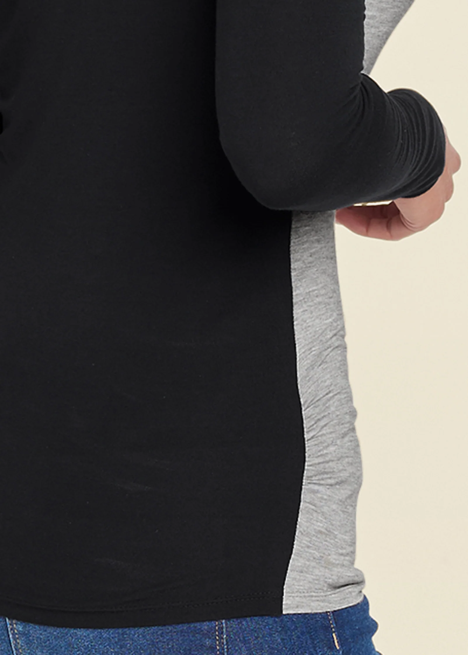 Color block casual top - Black Multi