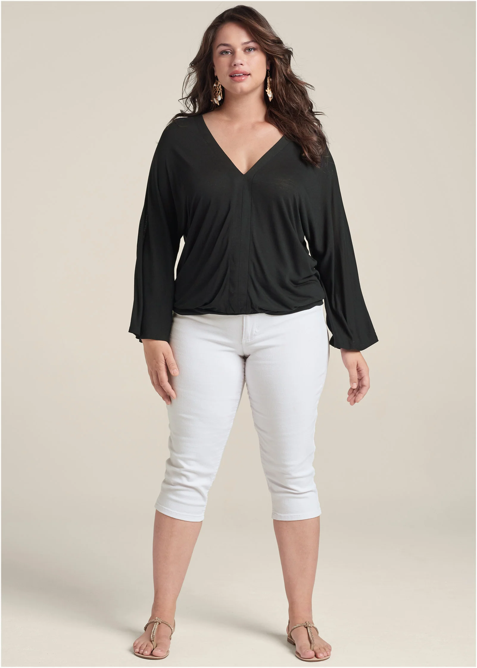 Banded hem top - Black