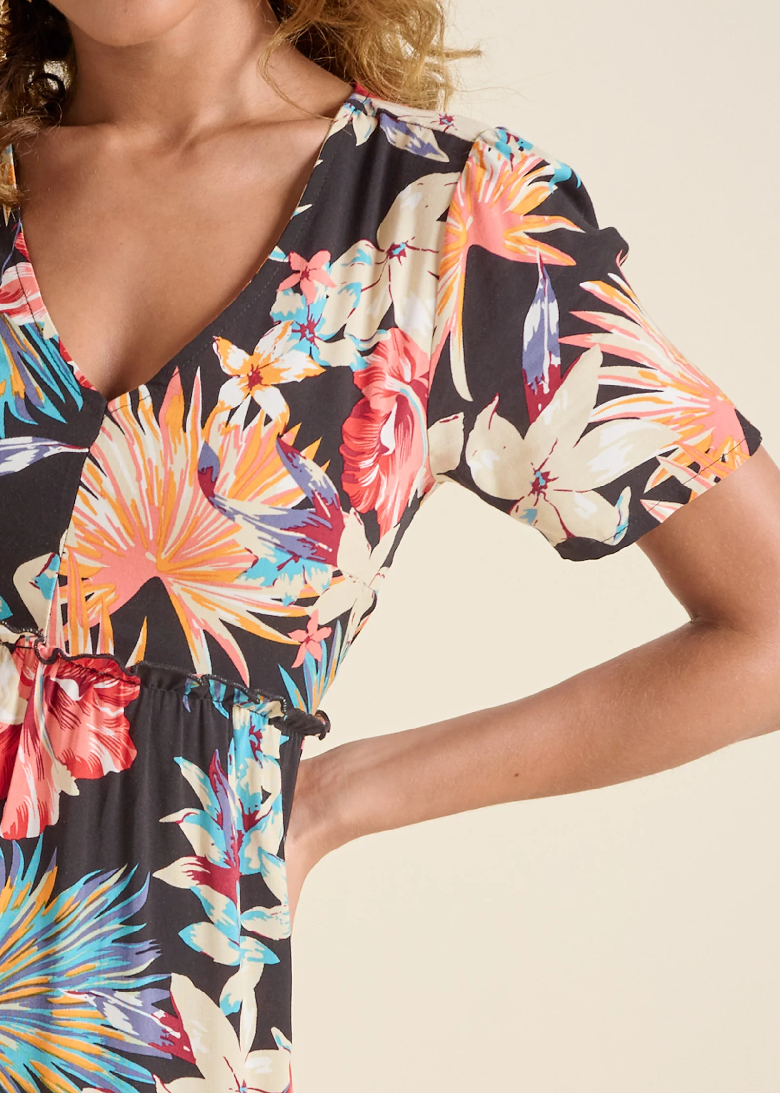 Baby doll ruffle dress  - Black Multi