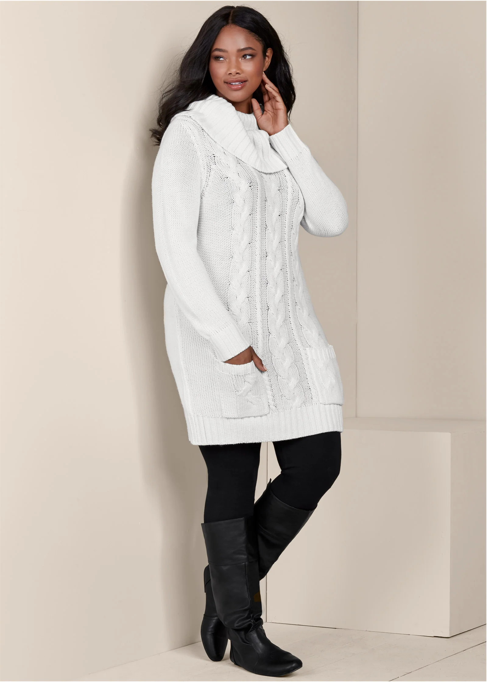 Cozy sweater dress - Off White