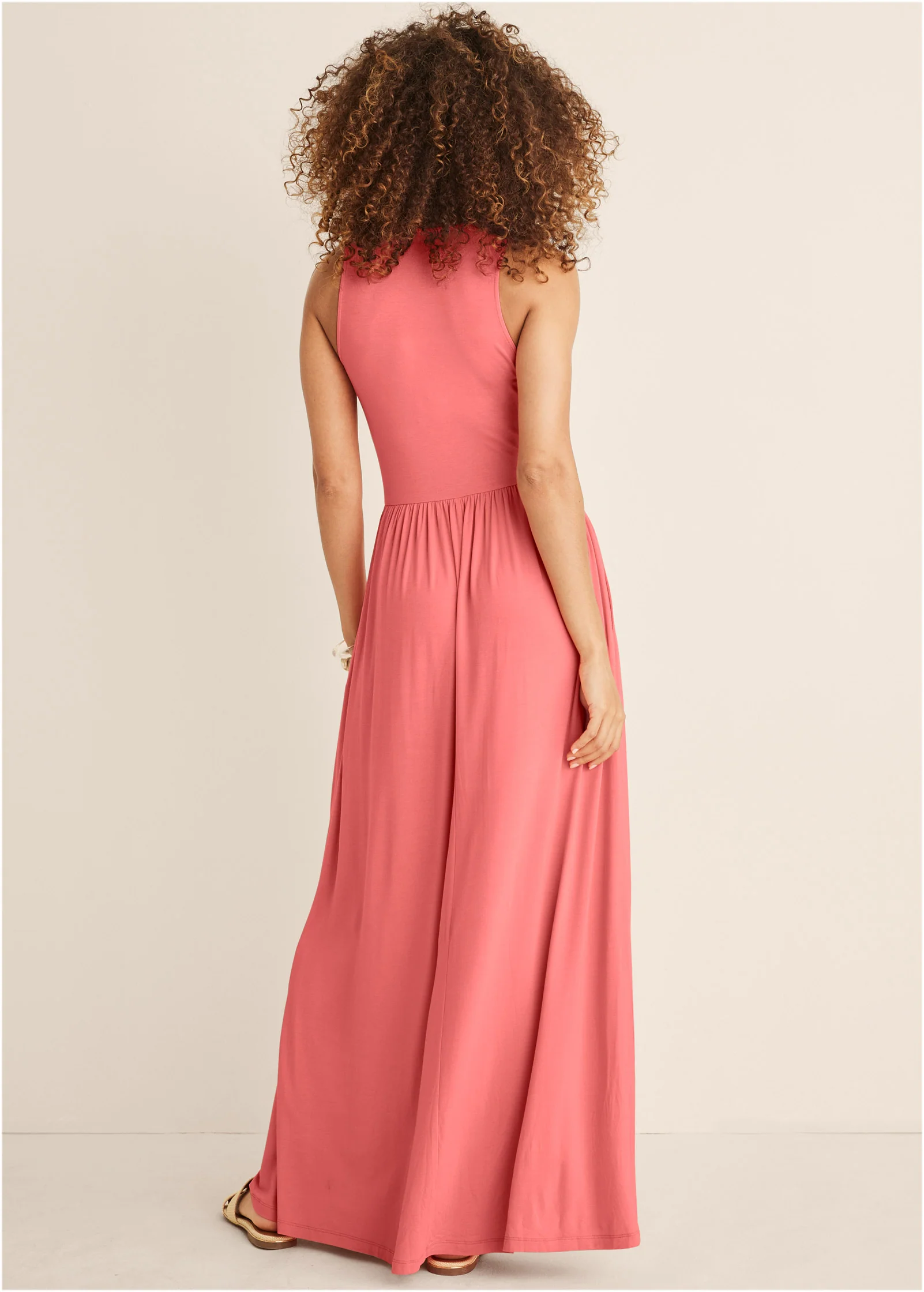 Maxi dress with pockets - Coral