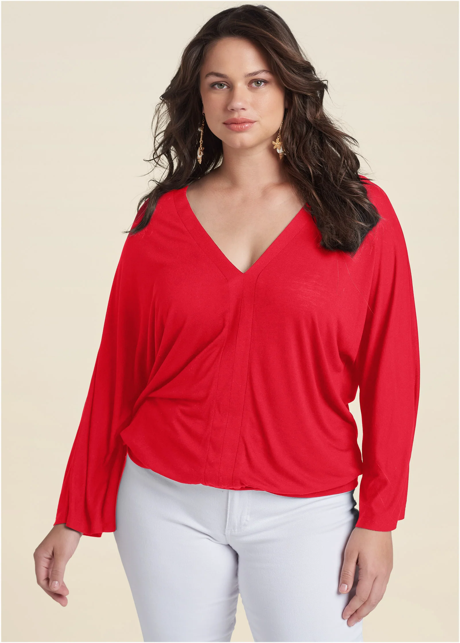 Banded hem top - Red