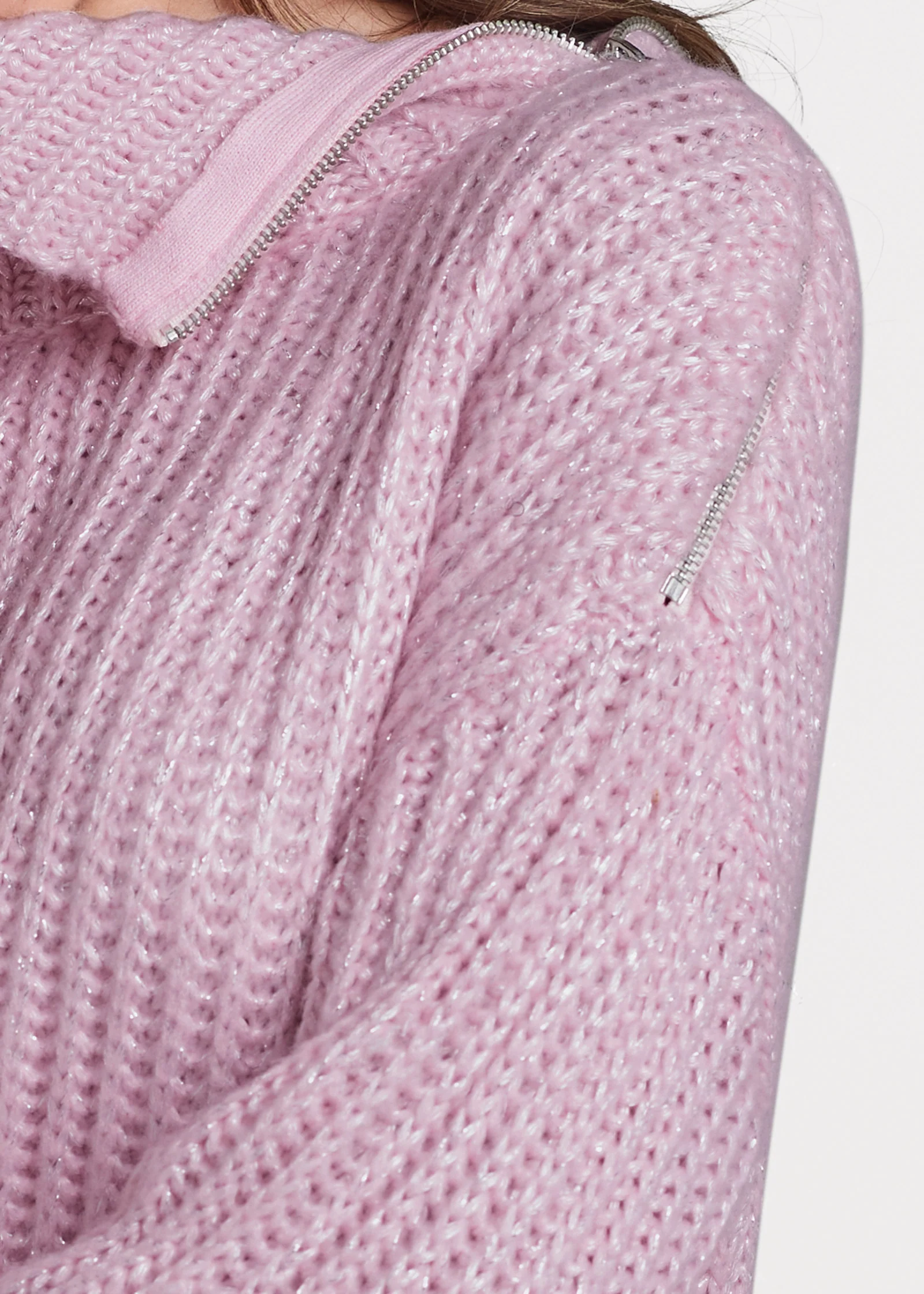 Zipper detail sweater - Pink